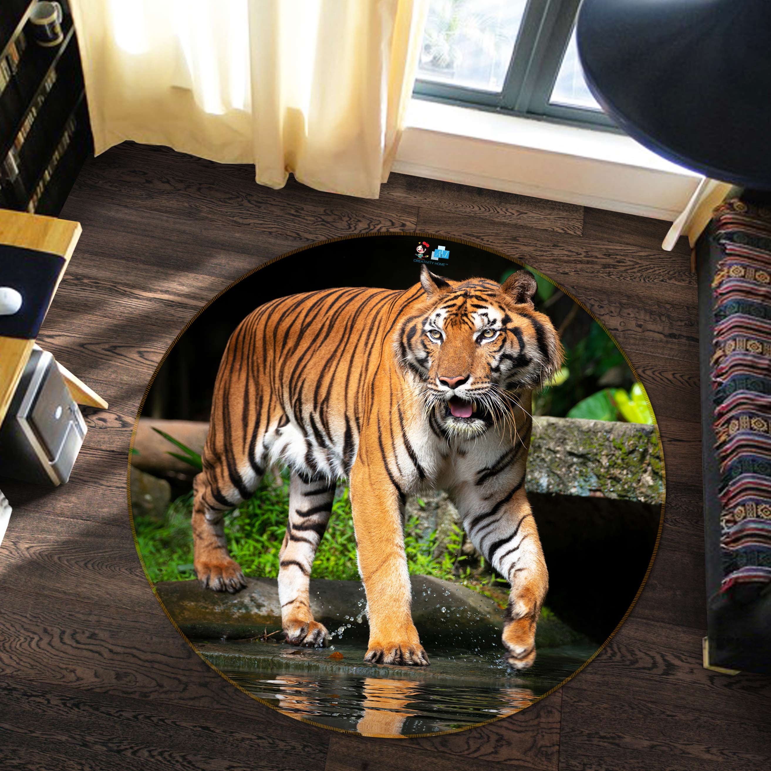 3D Tiger 81167 Round Non Slip Rug Mat