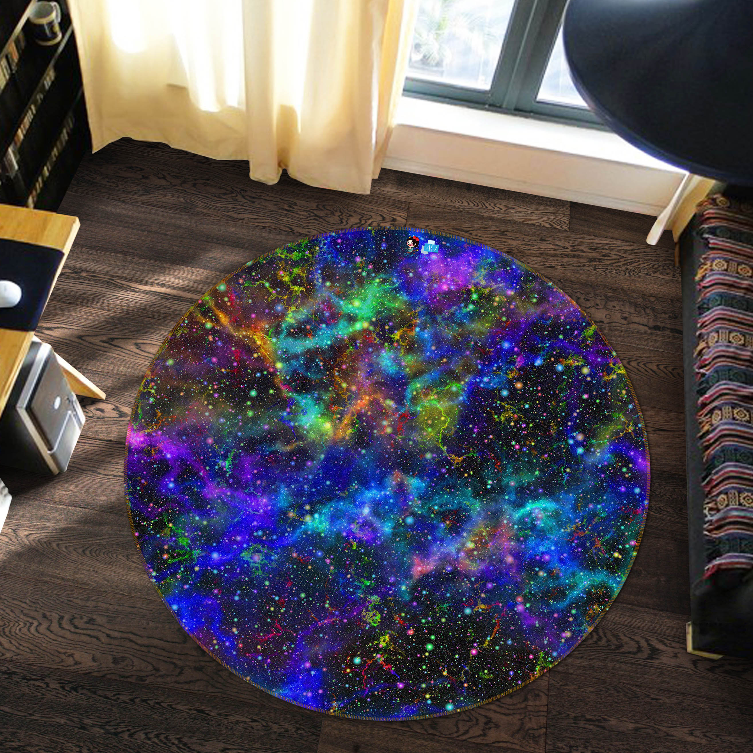 3D Colorful Starry Sky 69084 Round Non Slip Rug Mat
