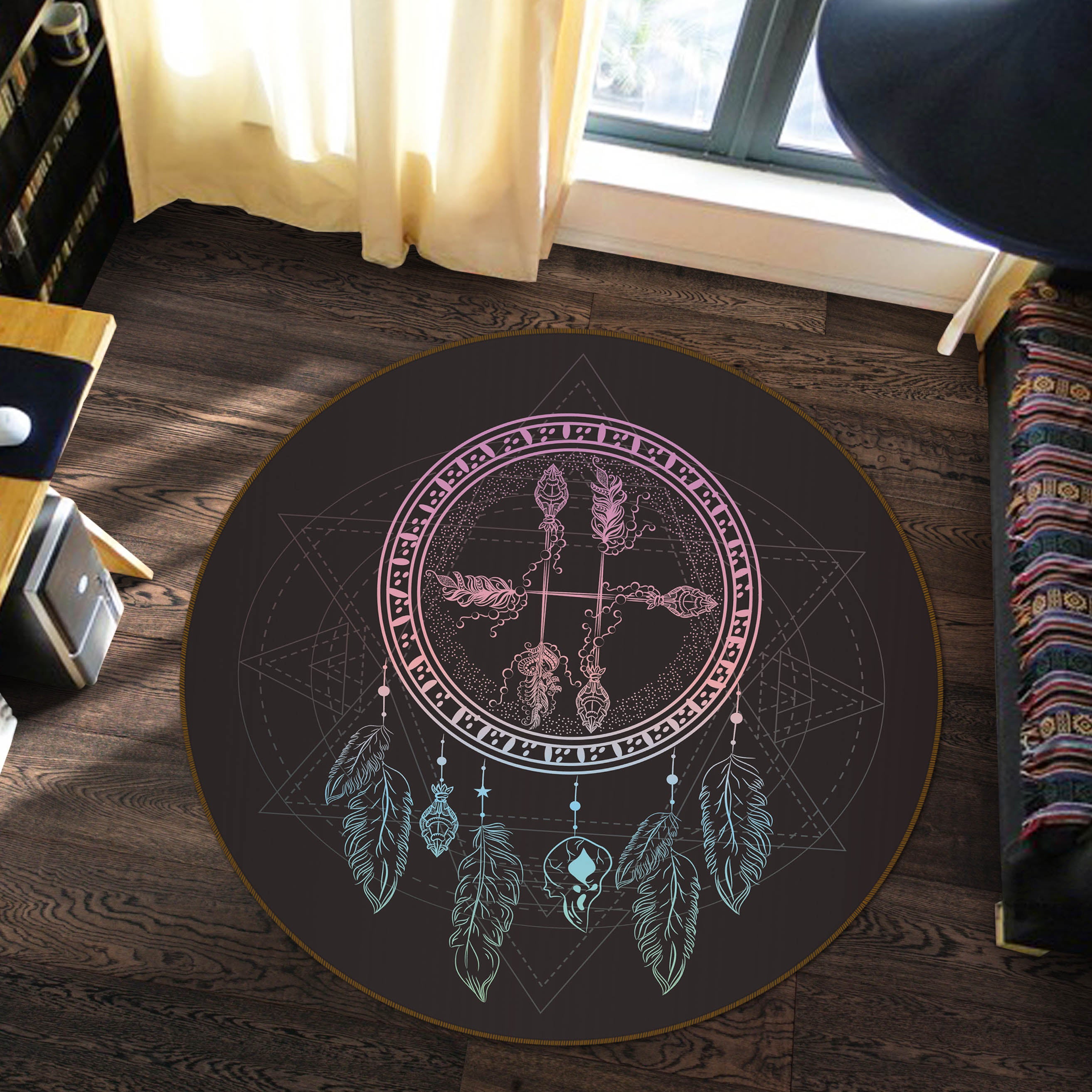 3D Dreamcatcher 29070 Round Non Slip Rug Mat