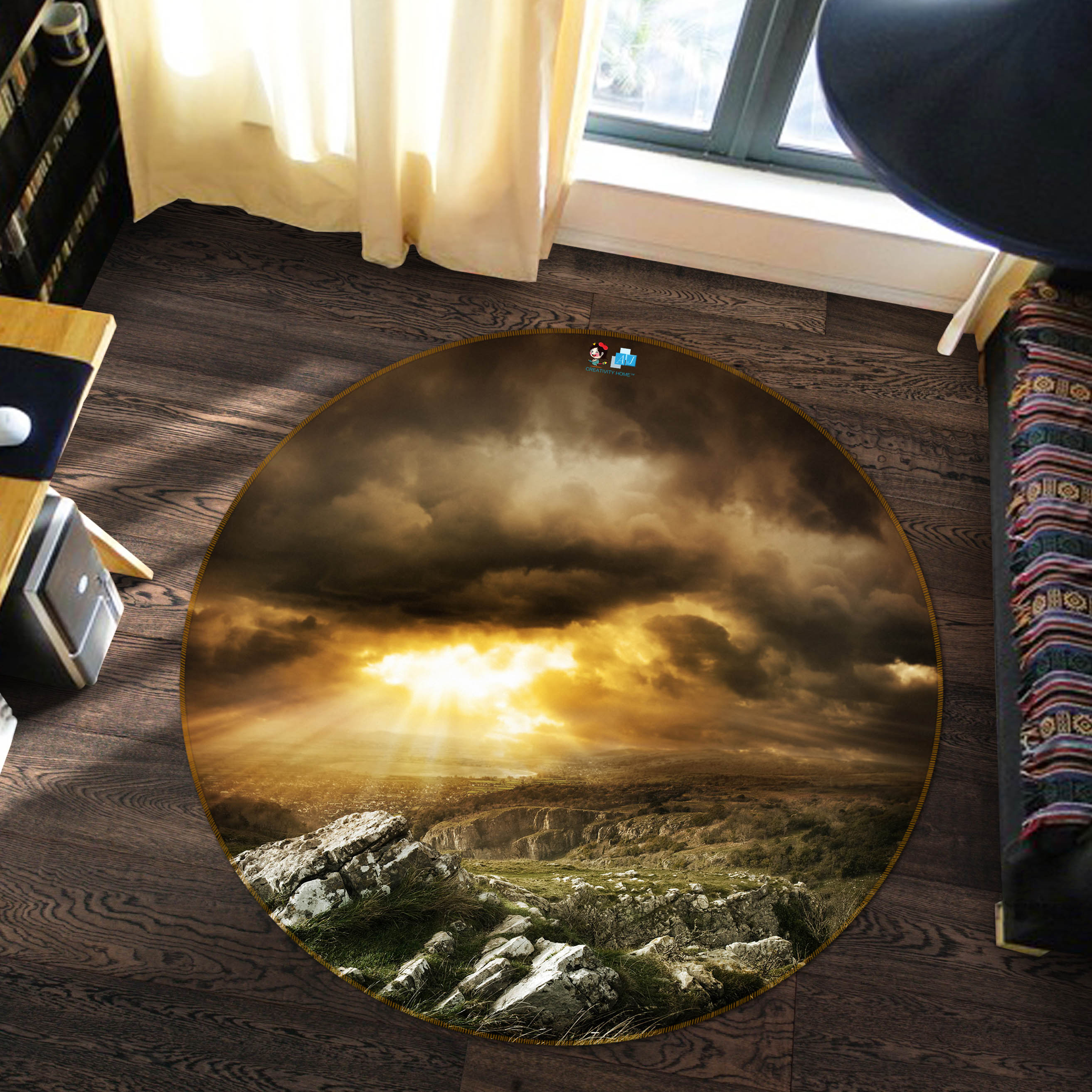 3D Mountain 72068 Round Non Slip Rug Mat