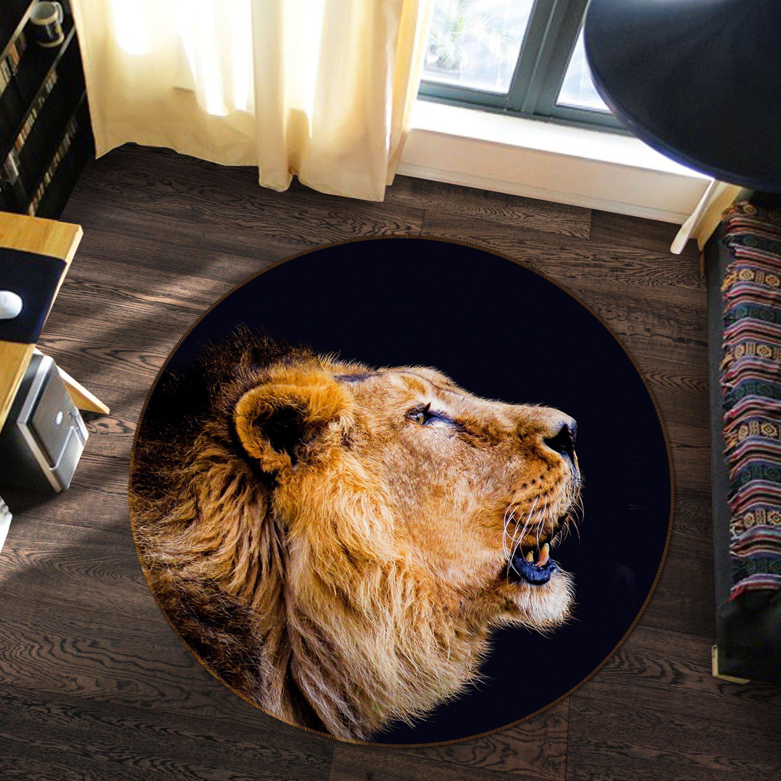 3D Lion Cub 018 Animal Round Non Slip Rug Mat Mat AJ Creativity Home