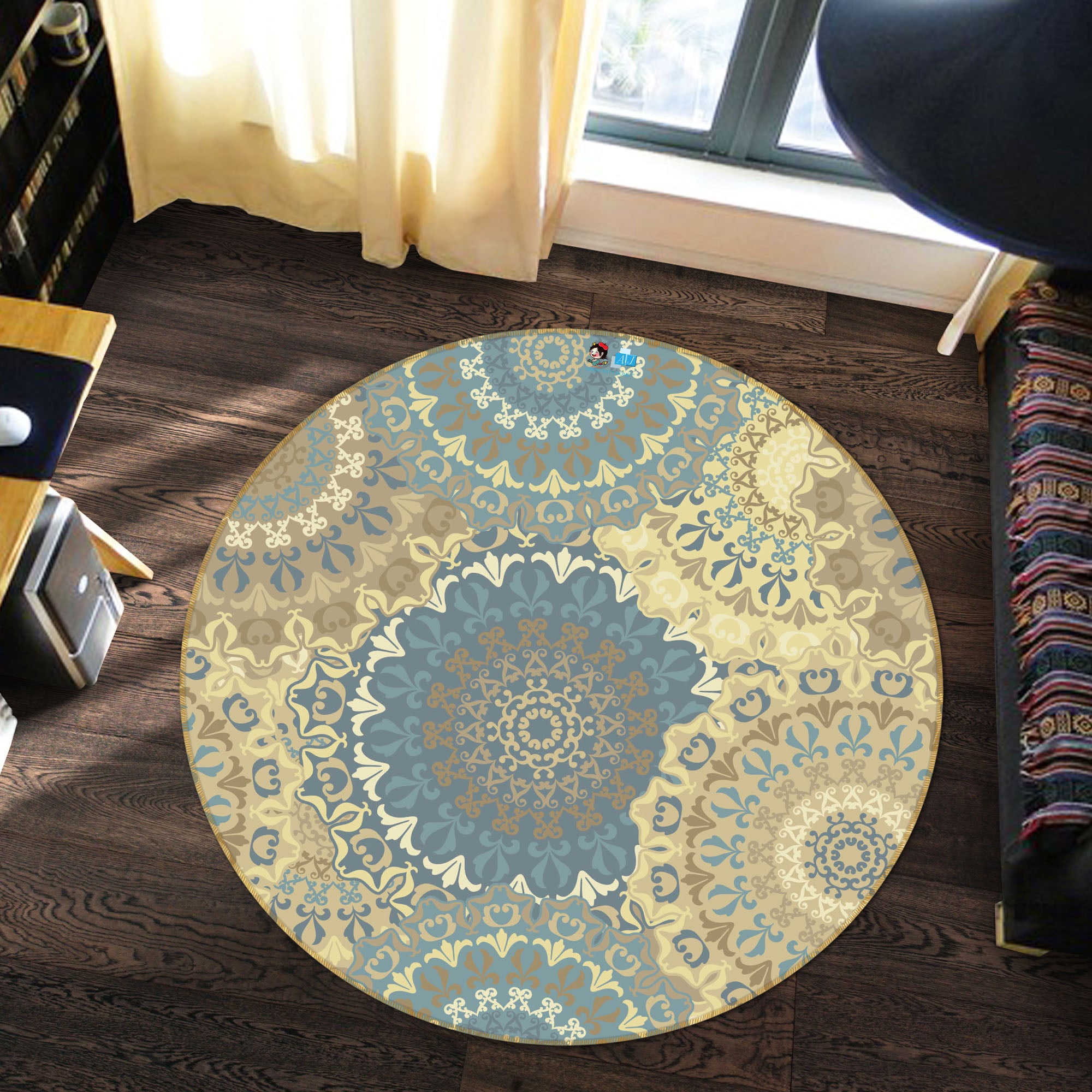 3D Circle Pattern 64140 Round Non Slip Rug Mat
