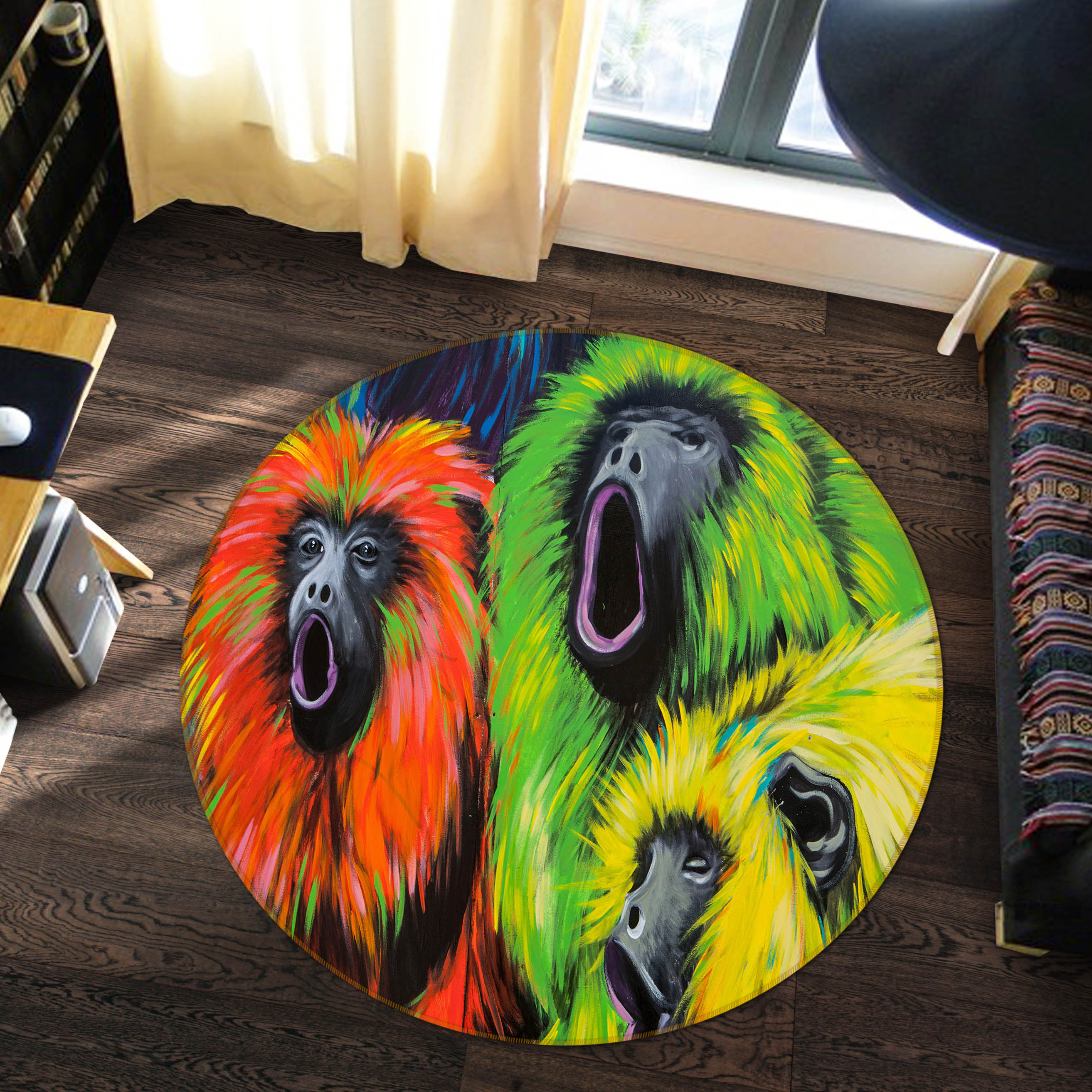 3D Apes 37244 Animal Round Non Slip Rug Mat