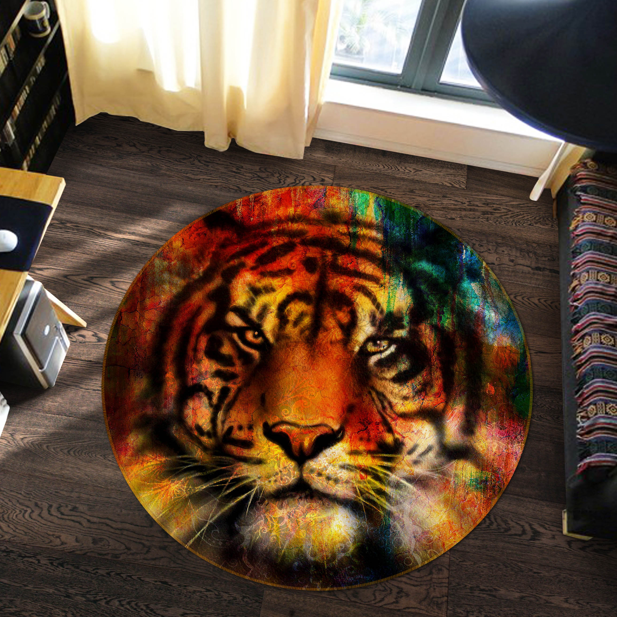 3D Tiger 37223 Animal Round Non Slip Rug Mat