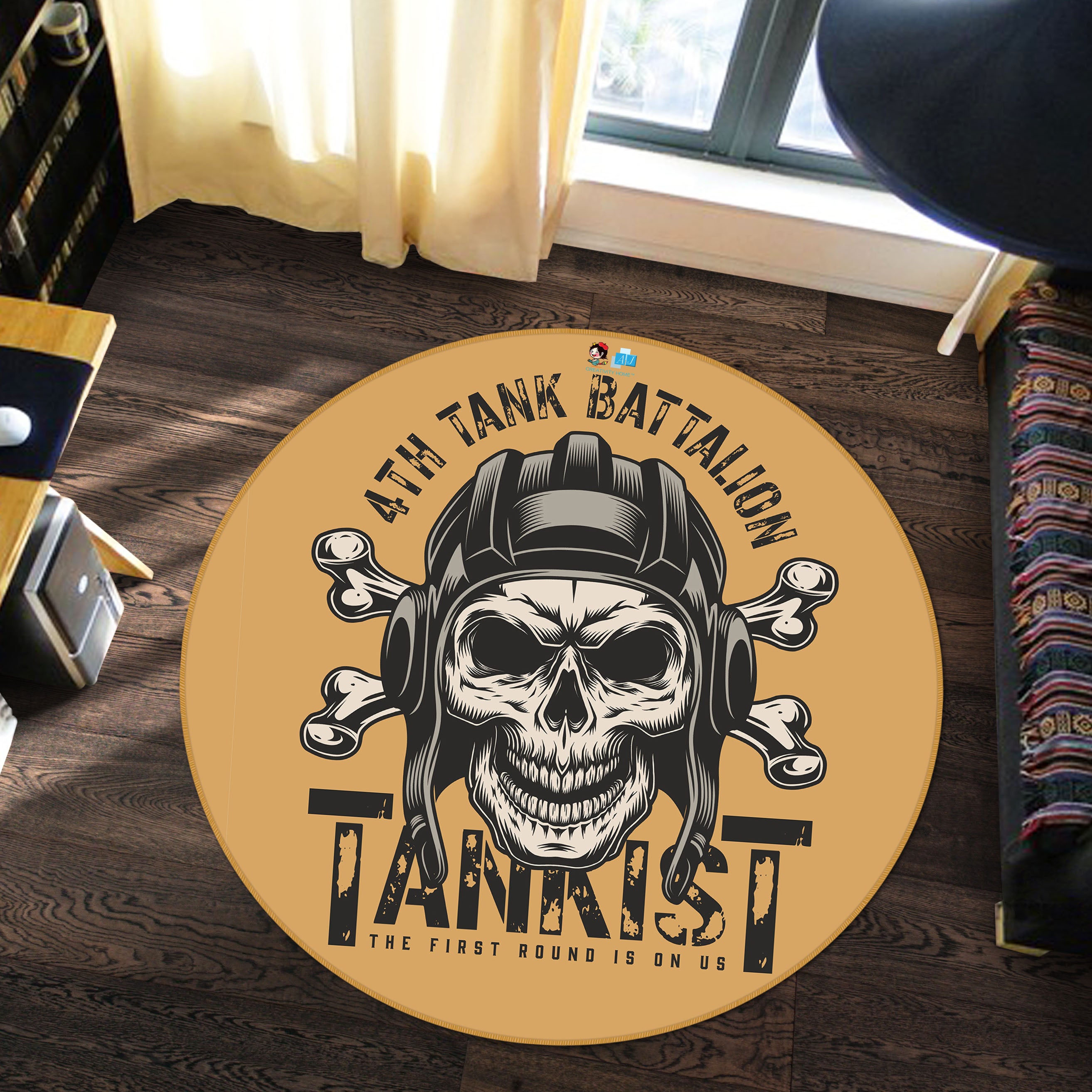3D Skull 81043 Round Non Slip Rug Mat