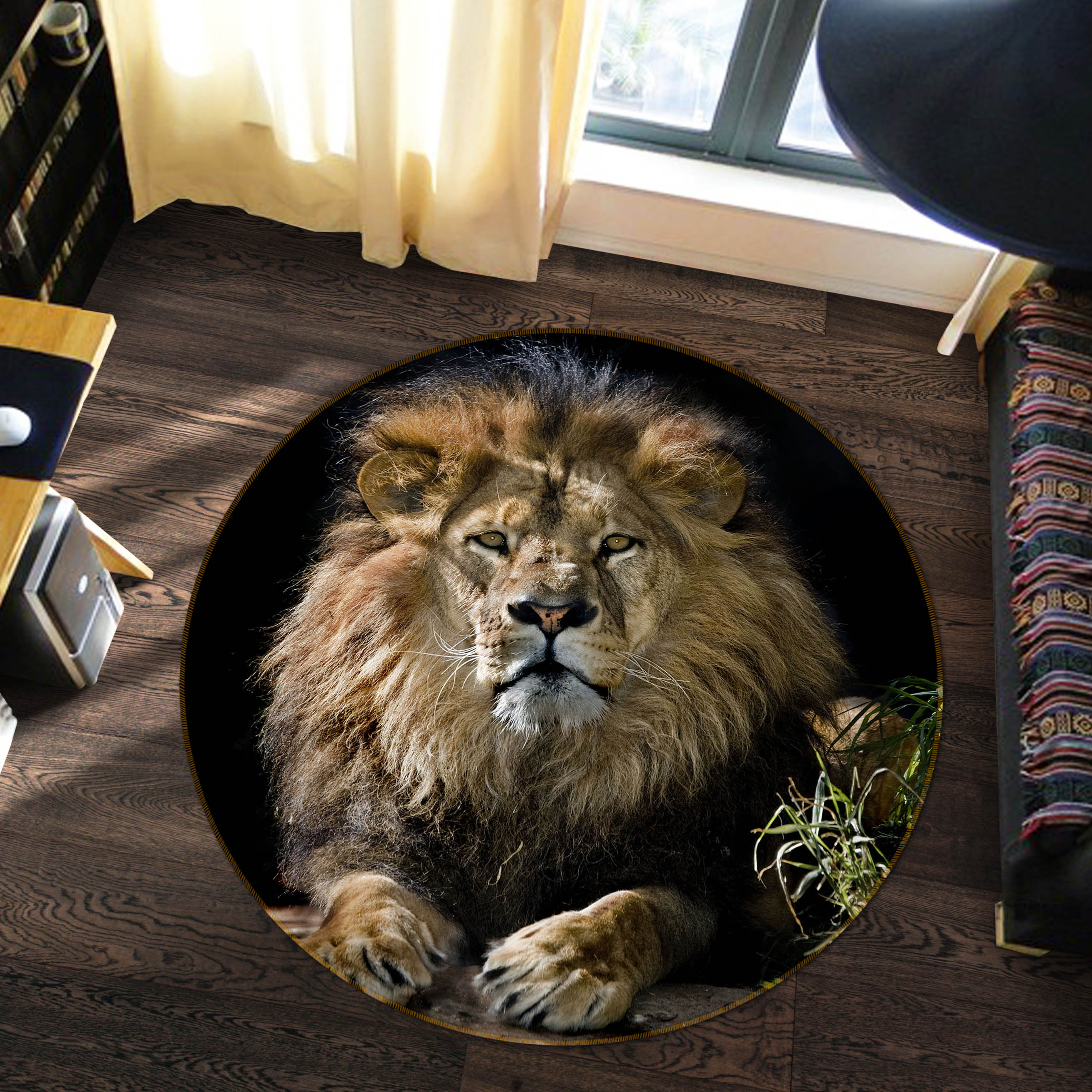 3D Lion King 37240 Animal Round Non Slip Rug Mat