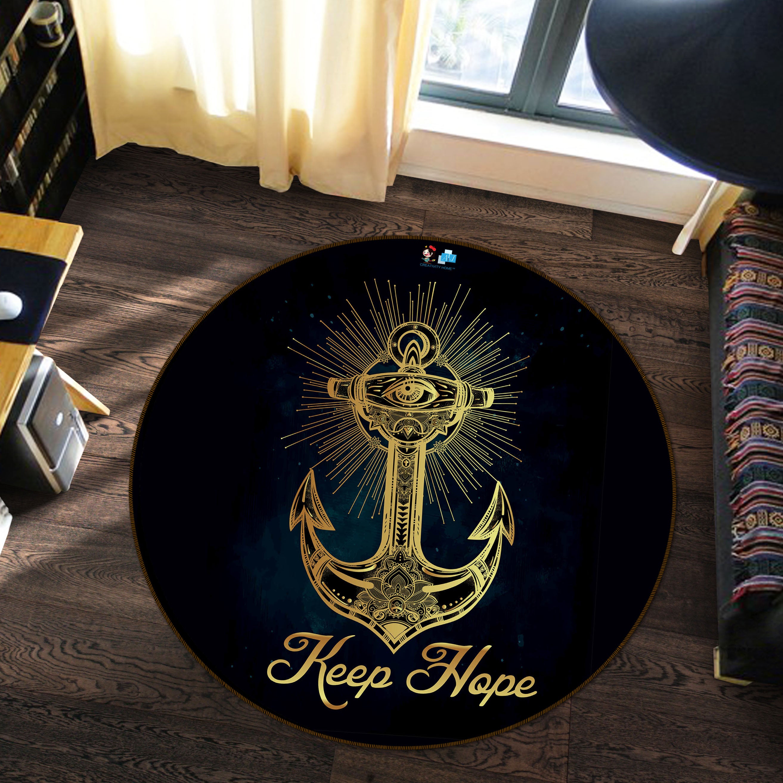 3D Anchor 75051 Round Non Slip Rug Mat