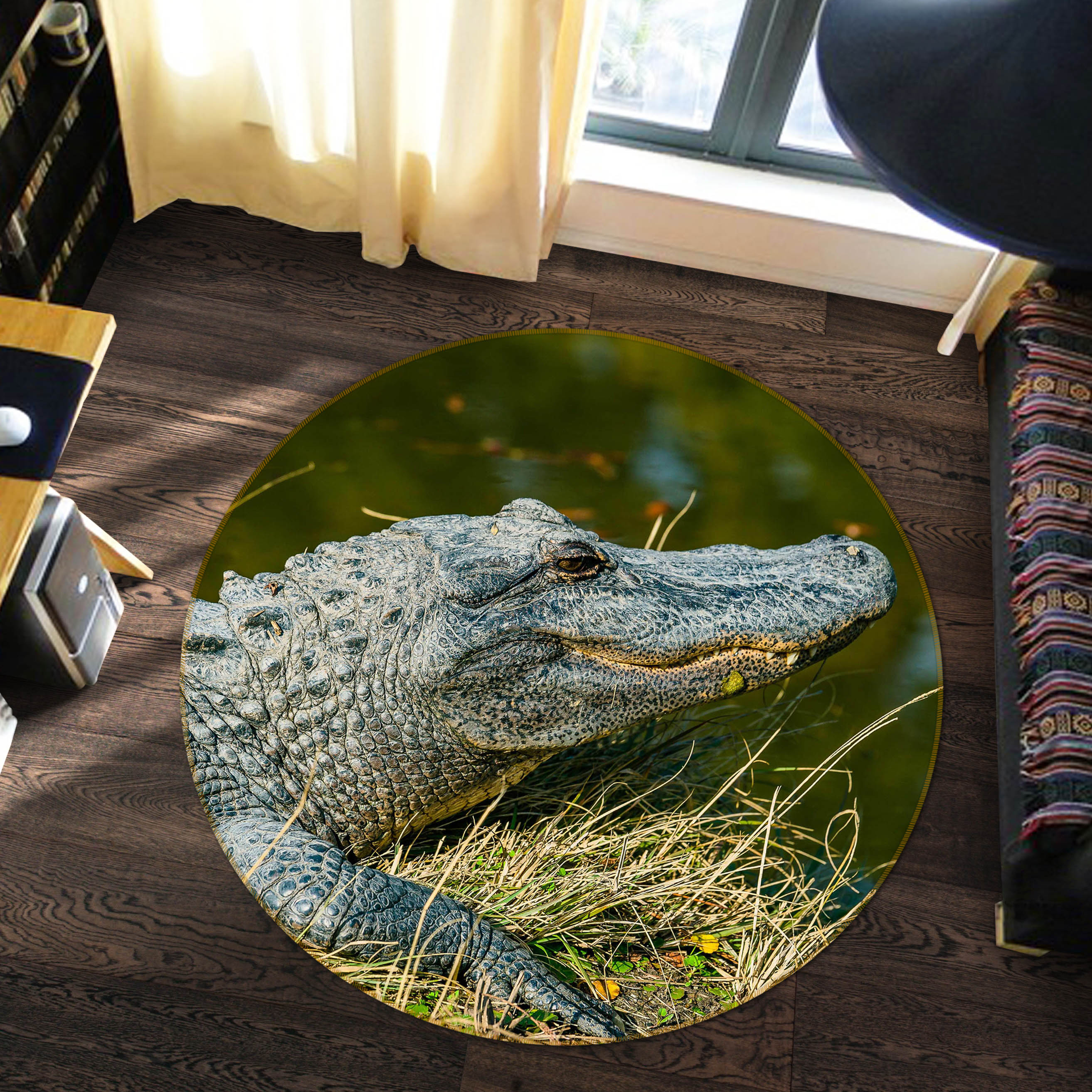 3D Crocodile 38079 Animal Round Non Slip Rug Mat