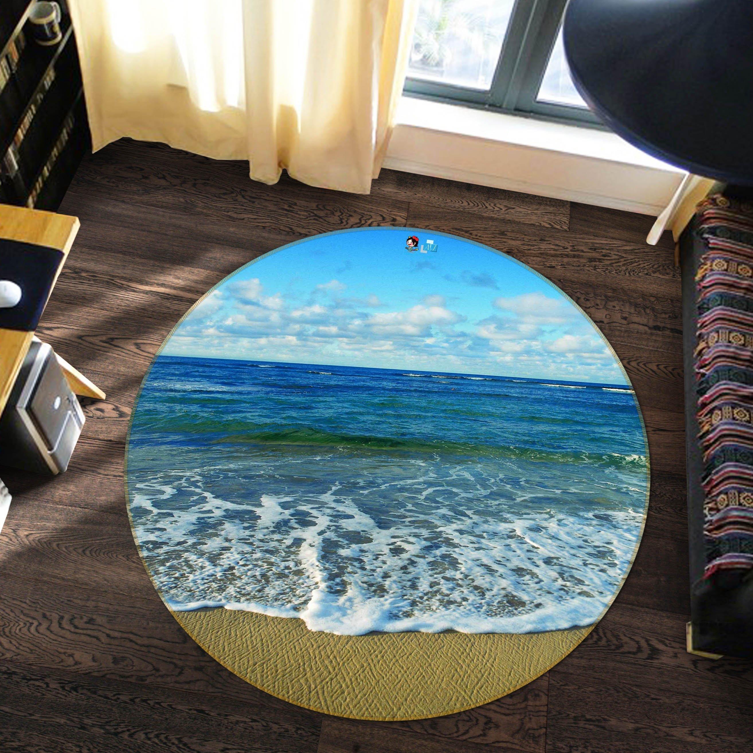 3D Pretty Blue Sea 136 Round Non Slip Rug Mat Mat AJ Creativity Home