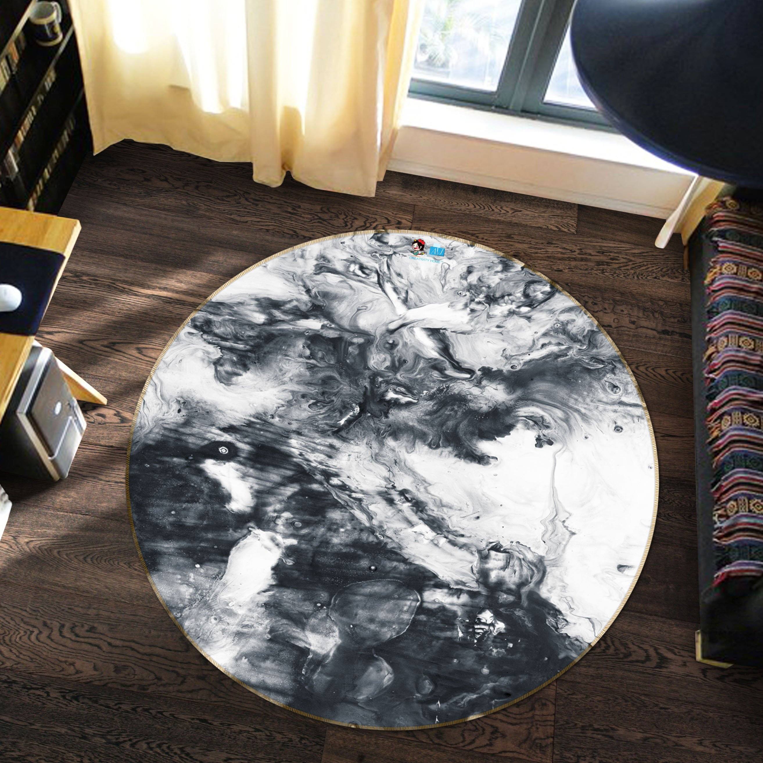 3D Black And White Pattern 672 Round Non Slip Rug Mat Mat AJ Creativity Home