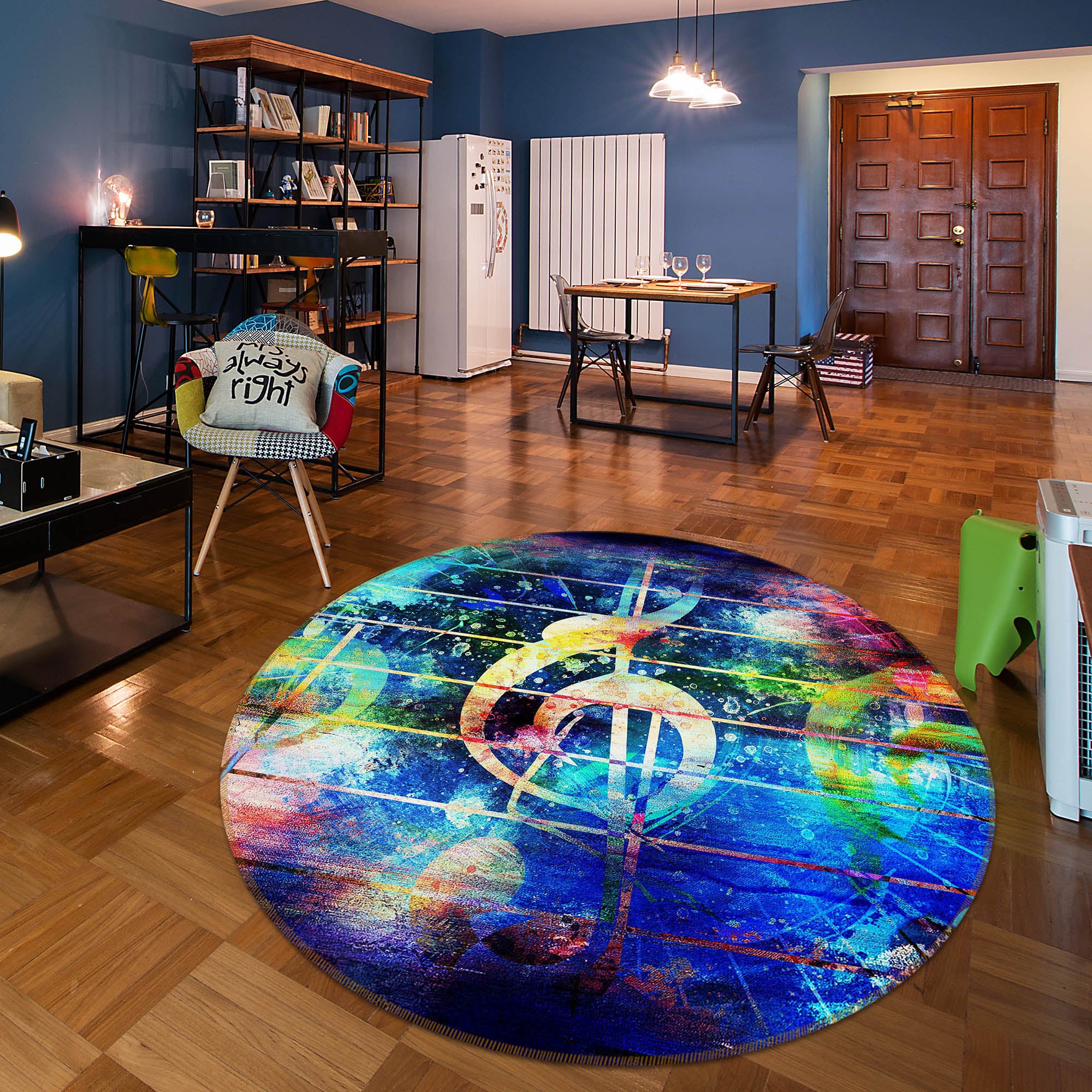 3D Musical Note 29080 Round Non Slip Rug Mat