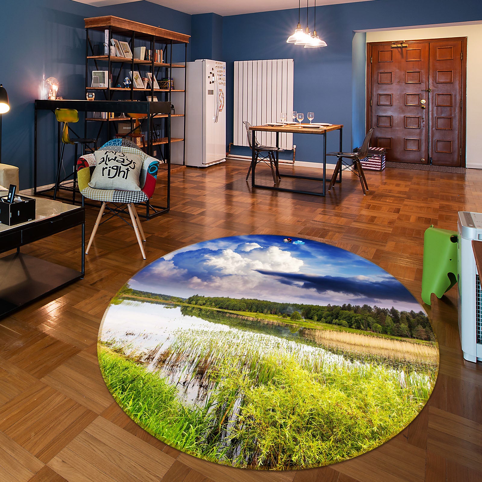3D Grass 66202 Round Non Slip Rug Mat