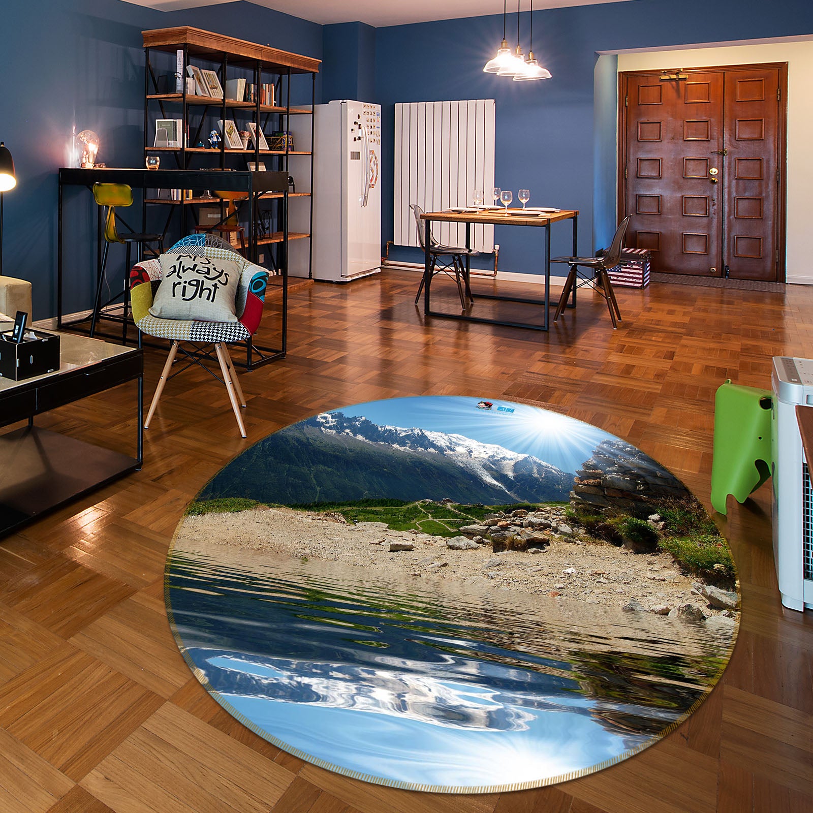 3D Mountain 66179 Round Non Slip Rug Mat