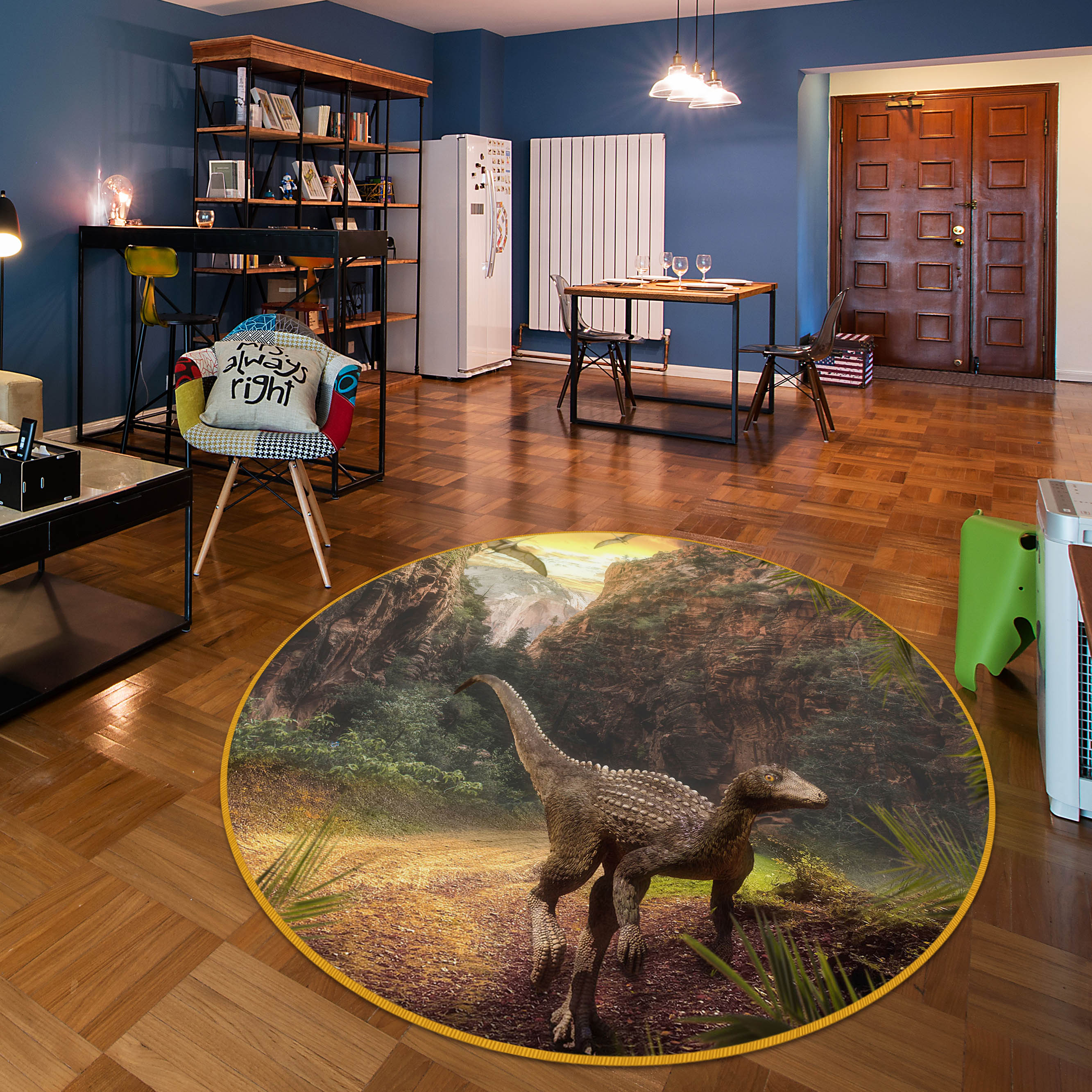 3D Dinosaur 82020 Animal Round Non Slip Rug Mat