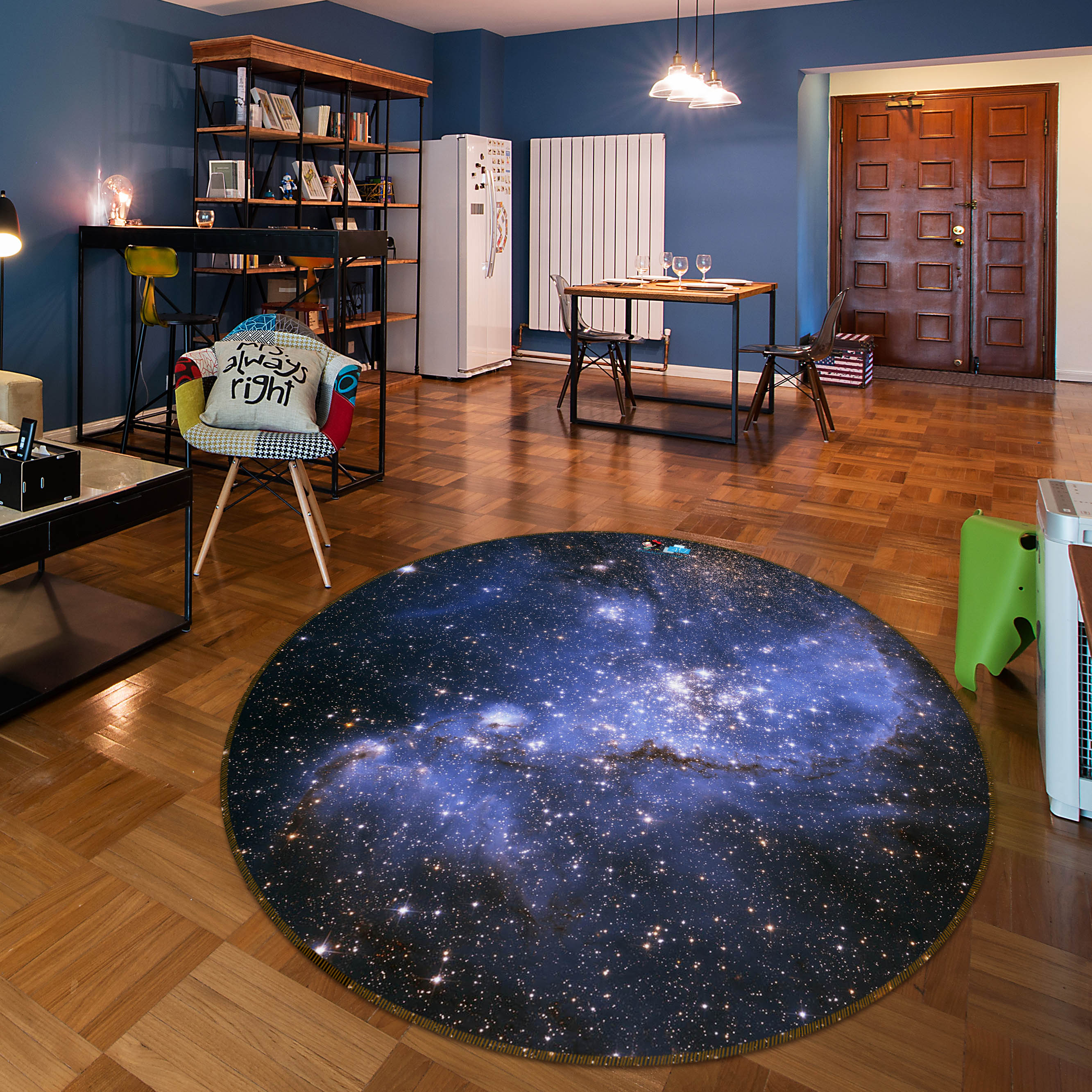 3D Starry Sky 74089 Round Non Slip Rug Mat
