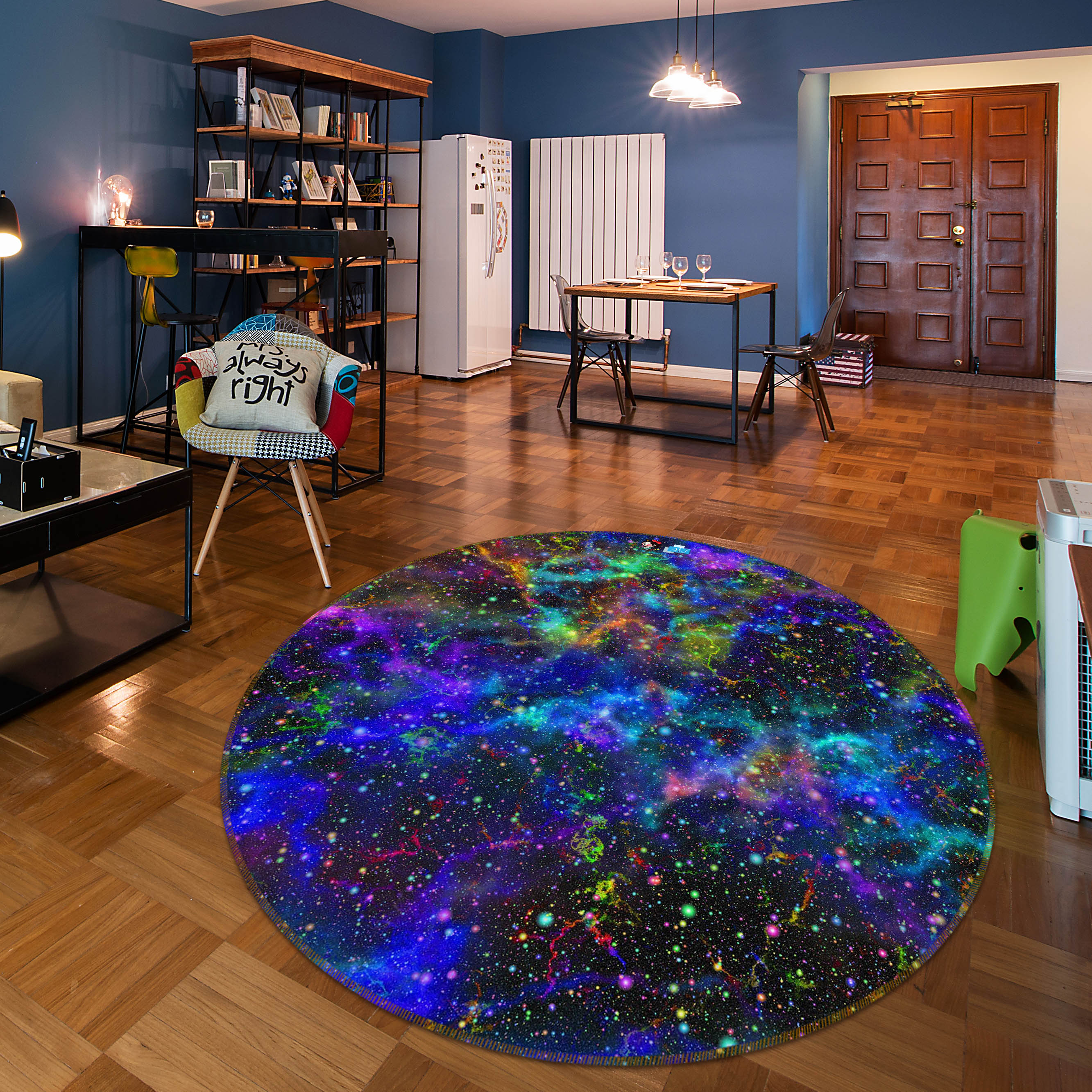 3D Colorful Starry Sky 69227 Round Non Slip Rug Mat