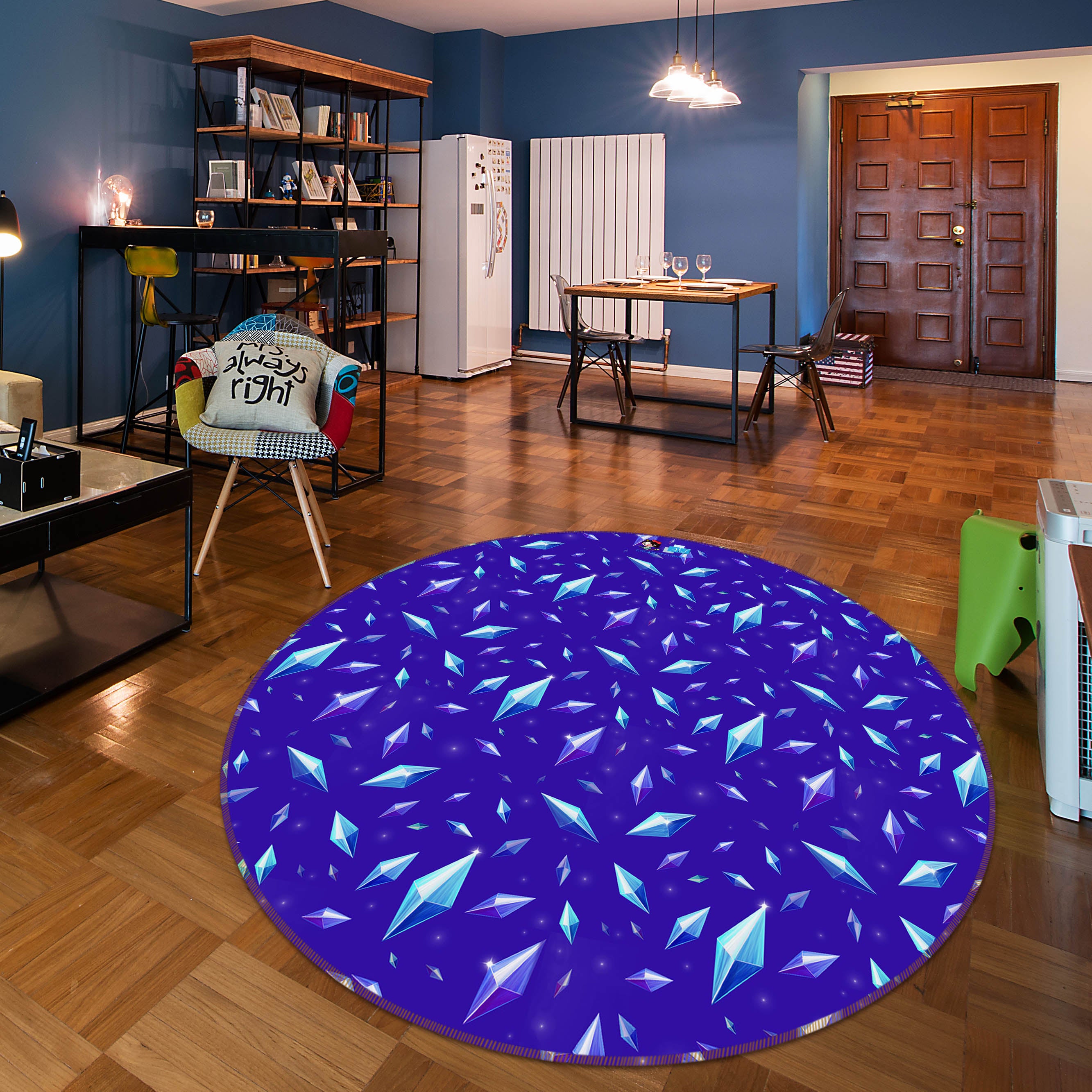 3D Diamond Fragment 83157 Rose Catherine Khan Rug Round Non Slip Rug Mat