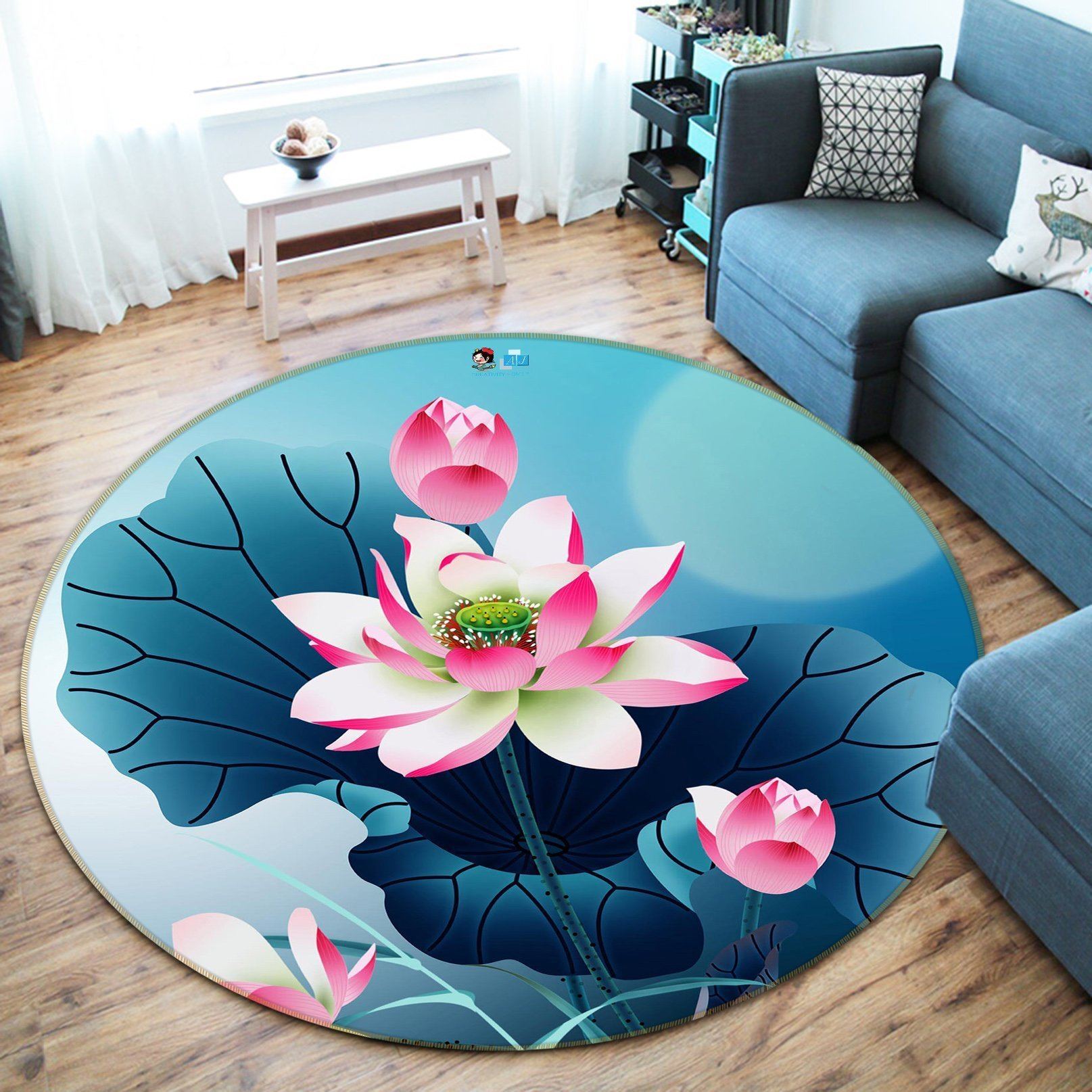 3D Pretty Lotus Flowers 116 Round Non Slip Rug Mat Mat AJ Creativity Home