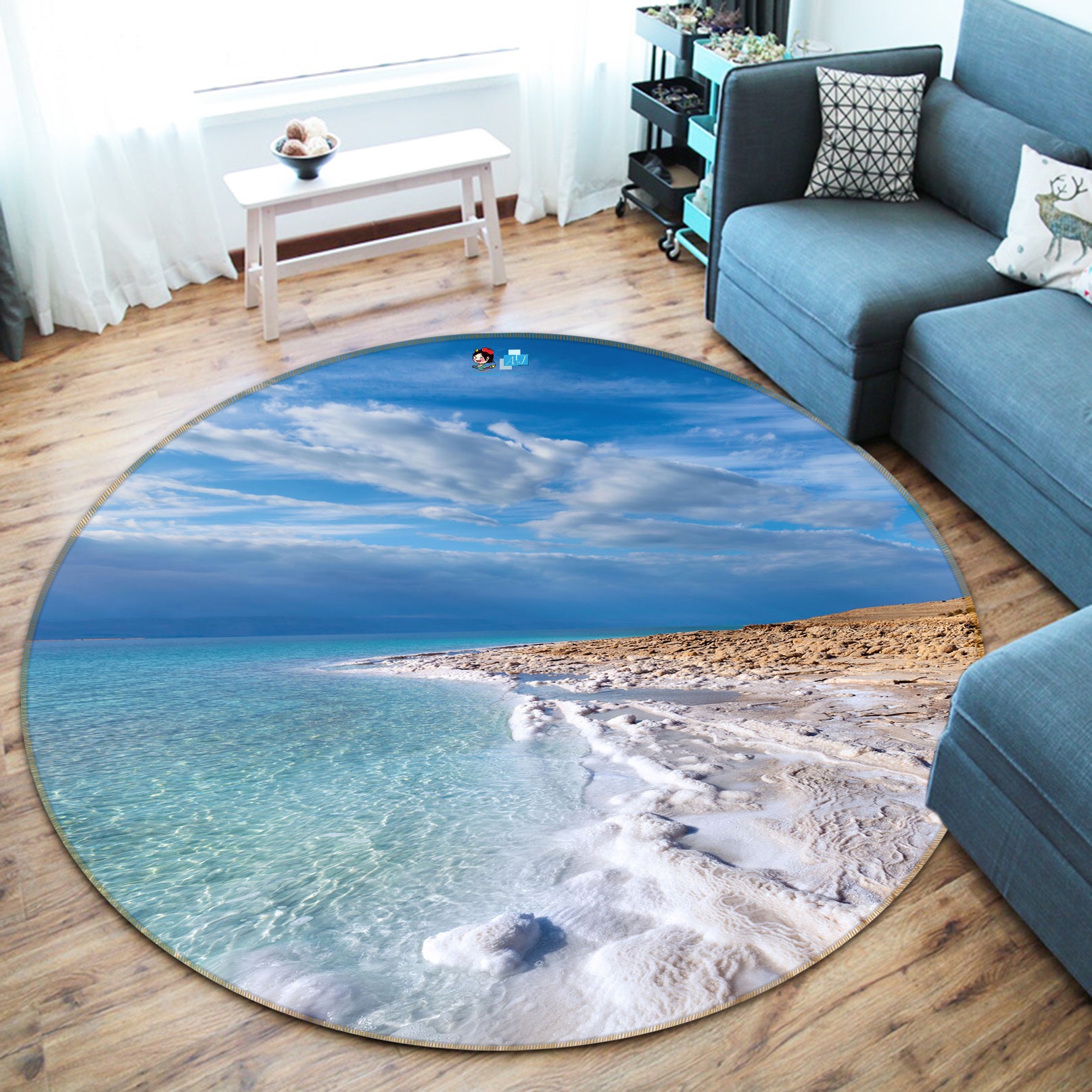 3D Seaside 66167 Round Non Slip Rug Mat