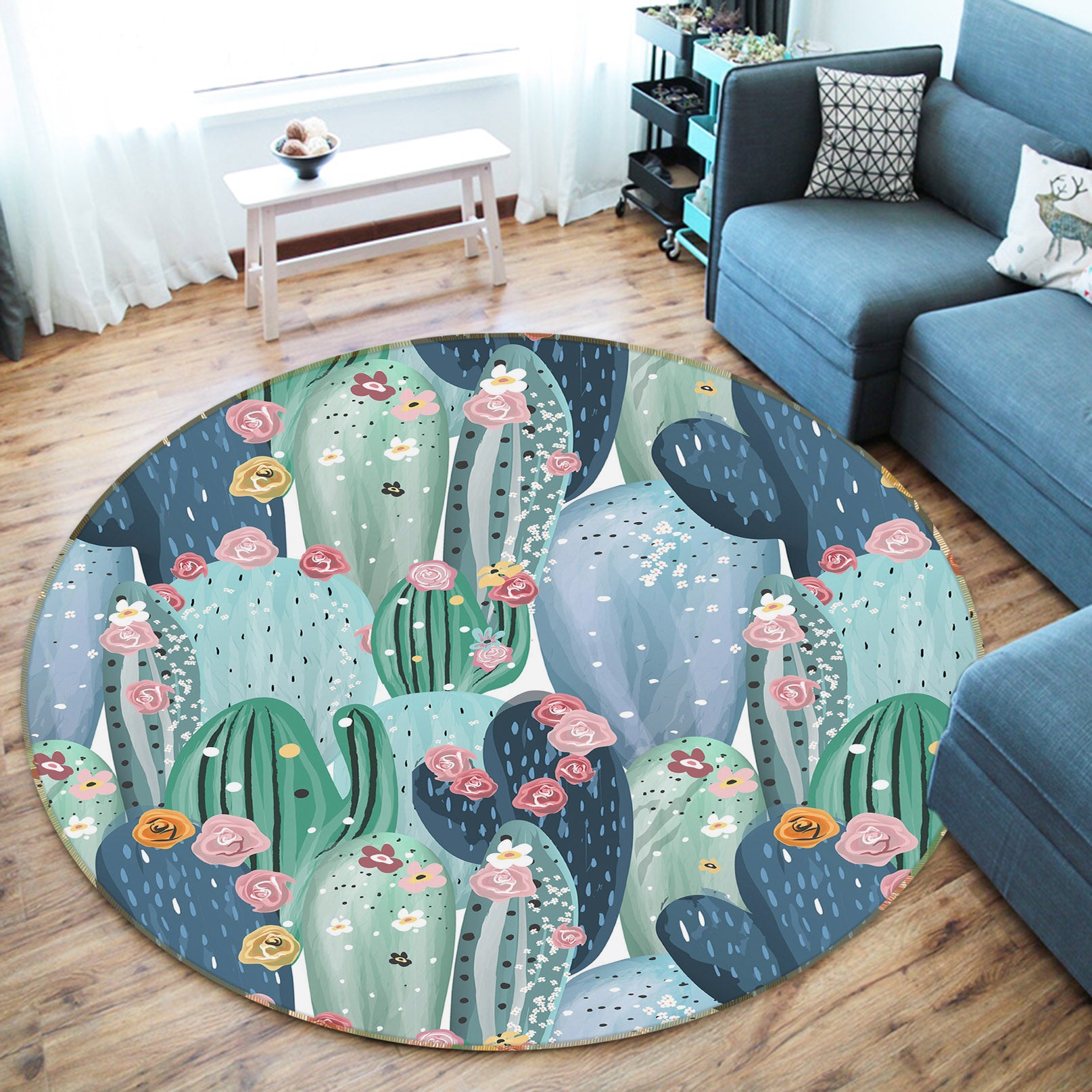 3D Cactus 29077 Round Non Slip Rug Mat