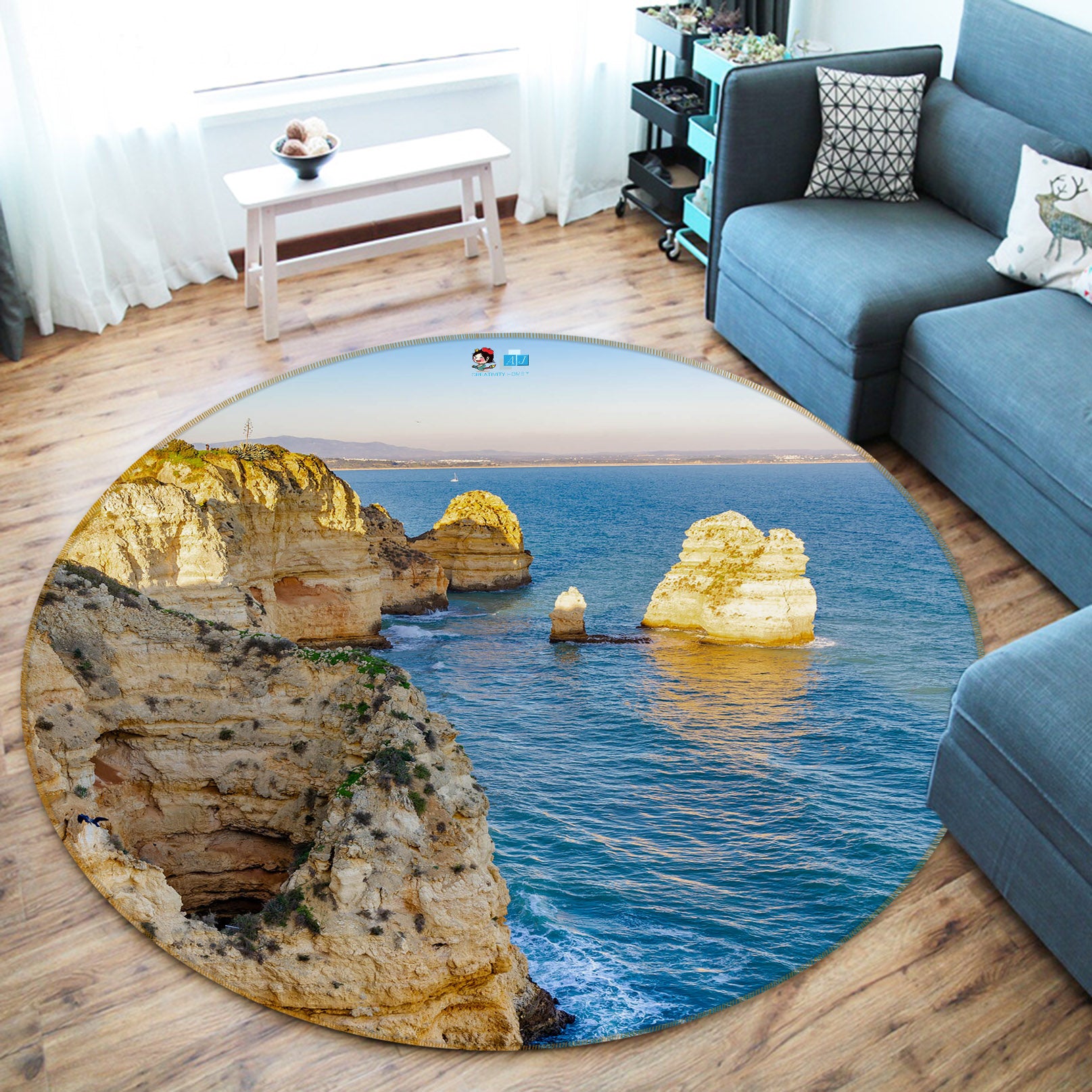 3D Ocean Grotto 69208 Round Non Slip Rug Mat