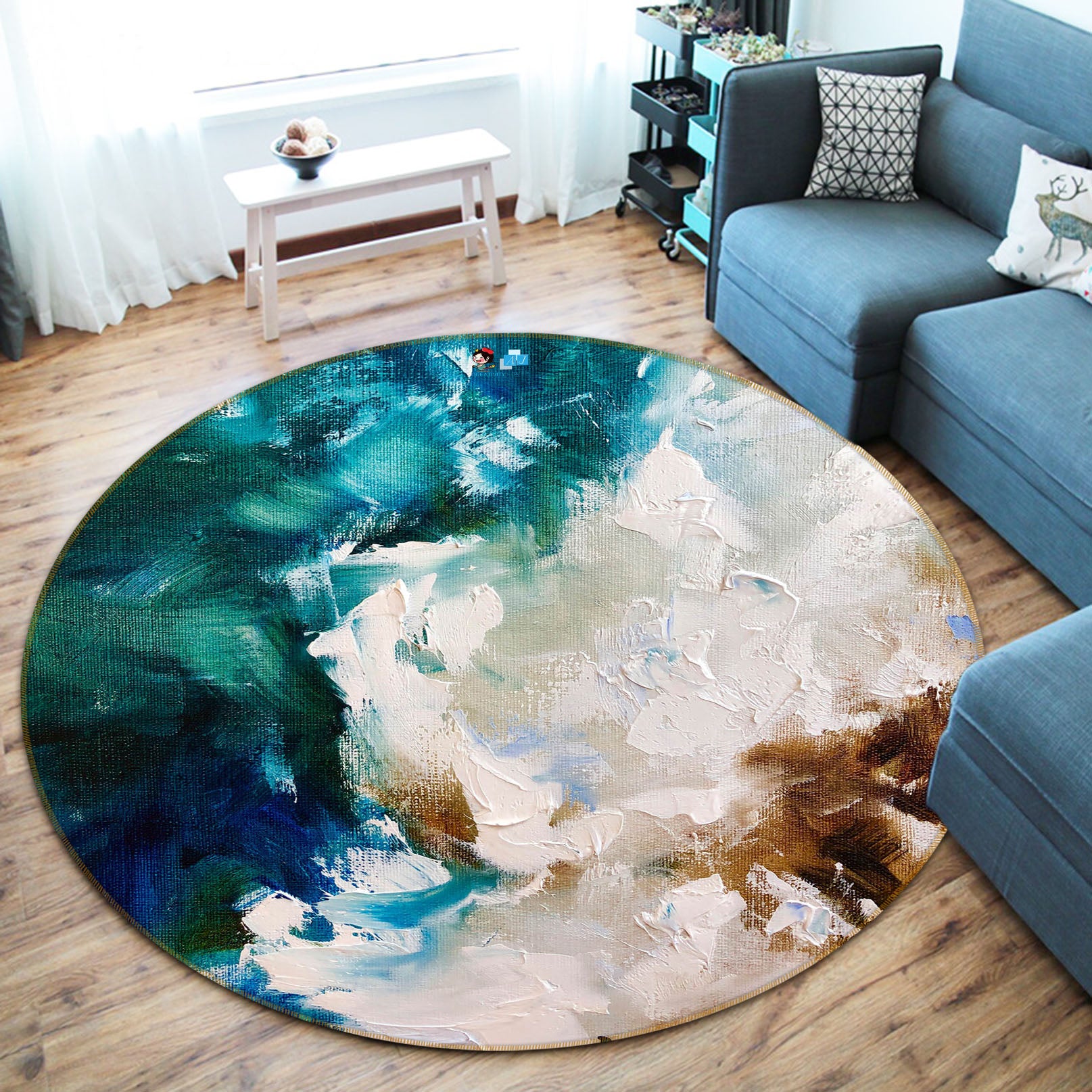 3D Painted Pigments 906 Skromova Marina Rug Round Non Slip Rug Mat