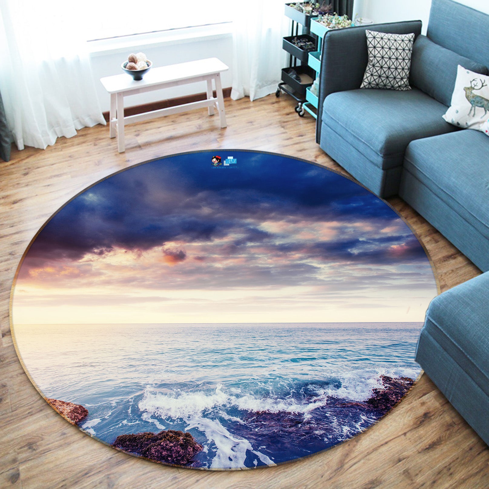 3D Seaside 81106 Round Non Slip Rug Mat