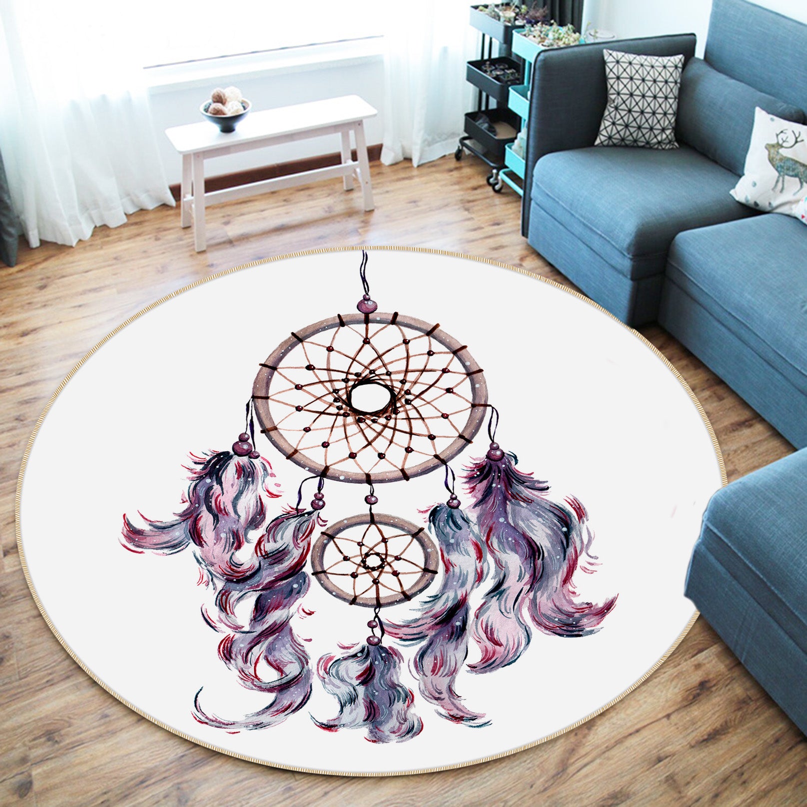 3D Dreamcatcher 29014 Round Non Slip Rug Mat