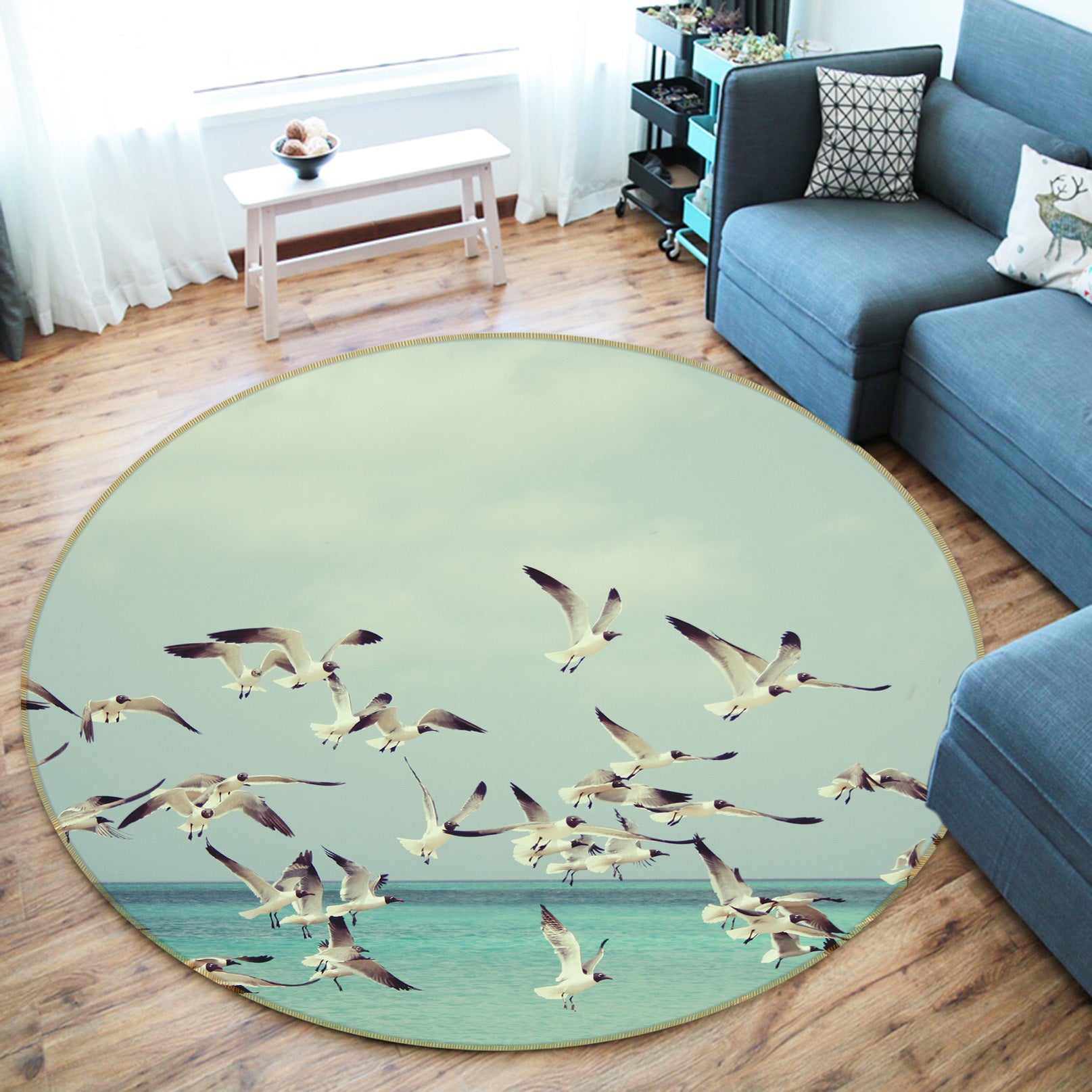 3D Seagull 82045 Animal Round Non Slip Rug Mat