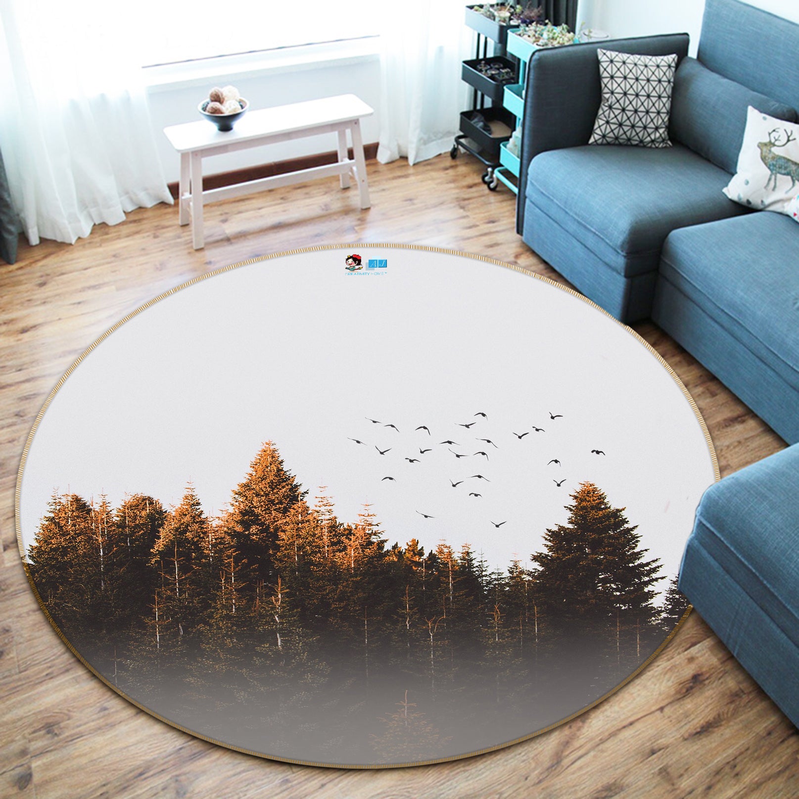 3D Forest 64101 Round Non Slip Rug Mat