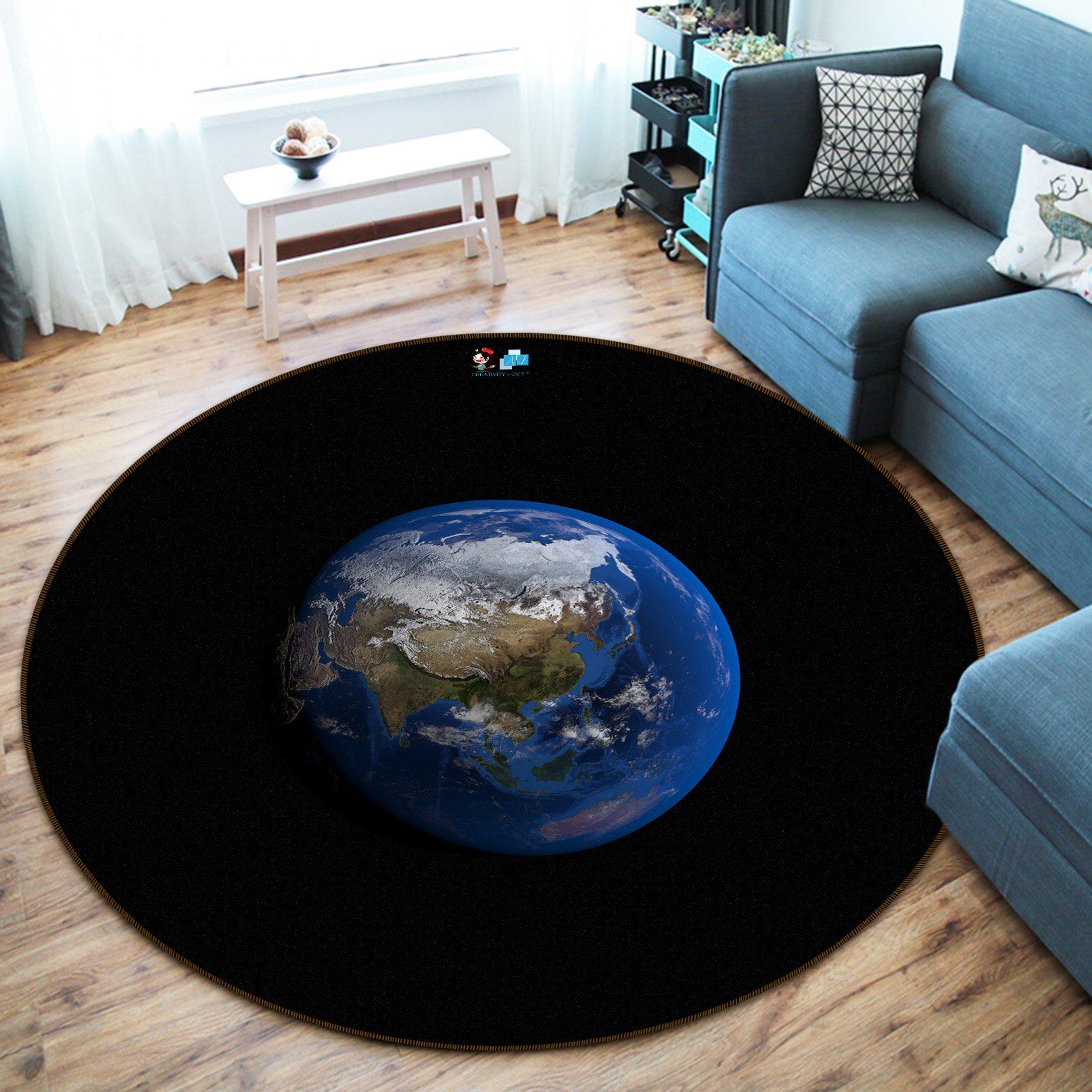 3D Black Earth 162 Round Non Slip Rug Mat Mat AJ Creativity Home