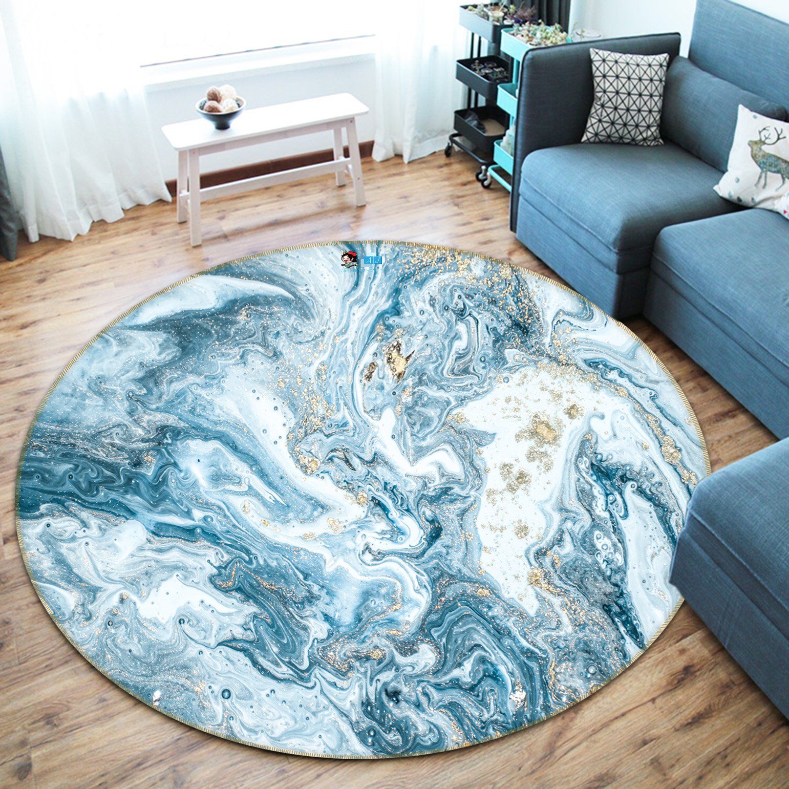 3D Blue Marble Texture 2661 Round Non Slip Rug Mat Mat AJ Creativity Home