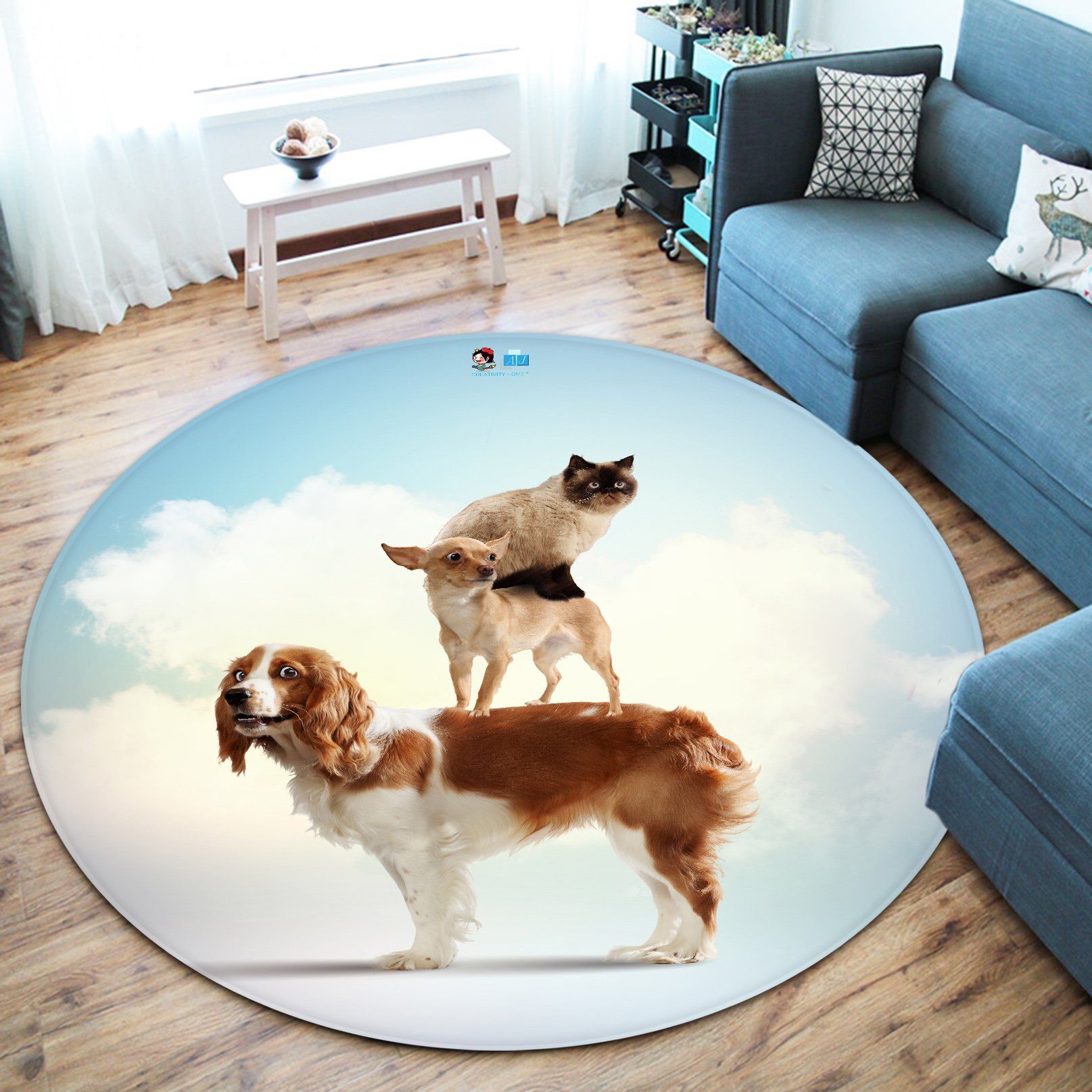 3D Cats And Dogs 2834 Round Non Slip Rug Mat Mat AJ Creativity Home