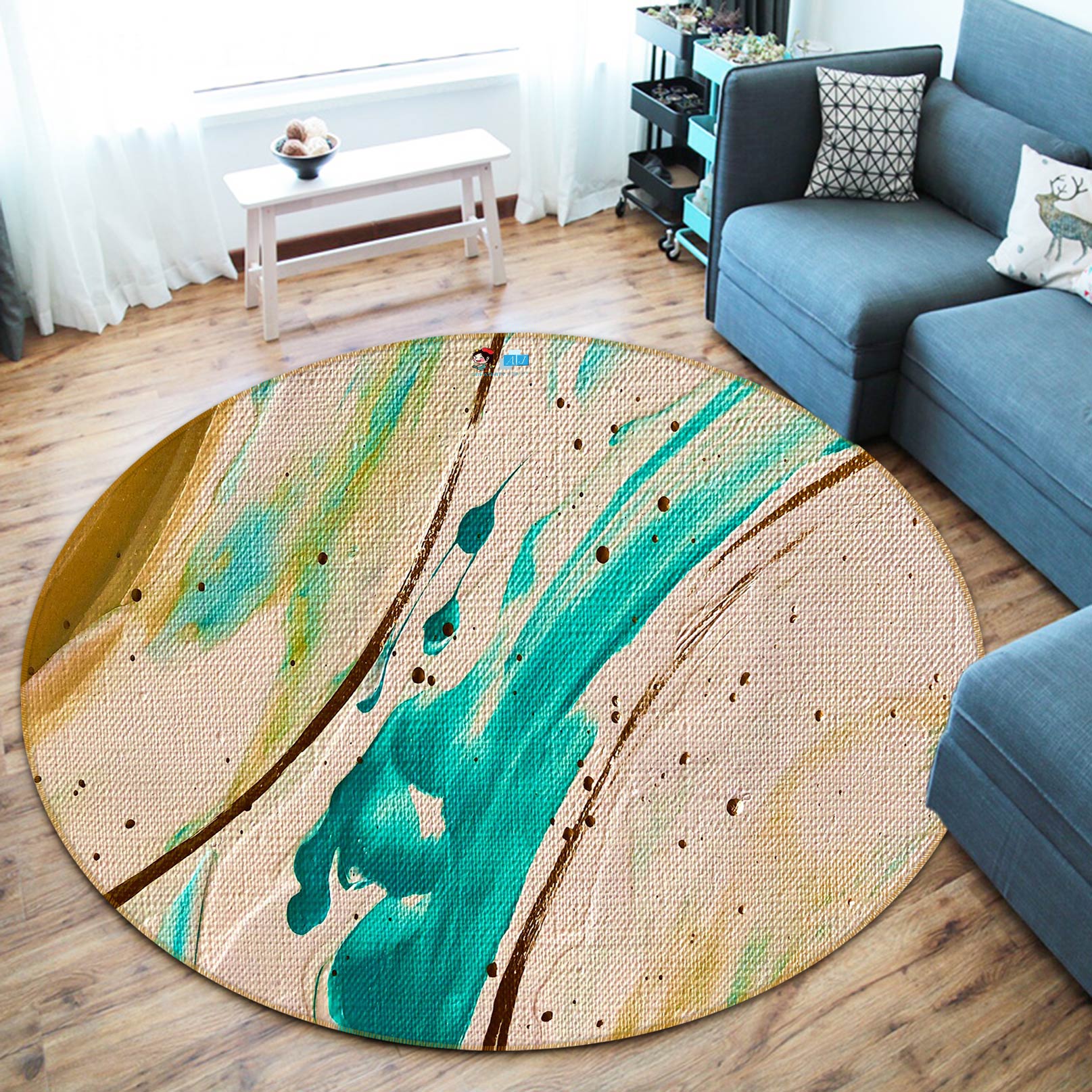 3D Watercolor 740 Skromova Marina Rug Round Non Slip Rug Mat