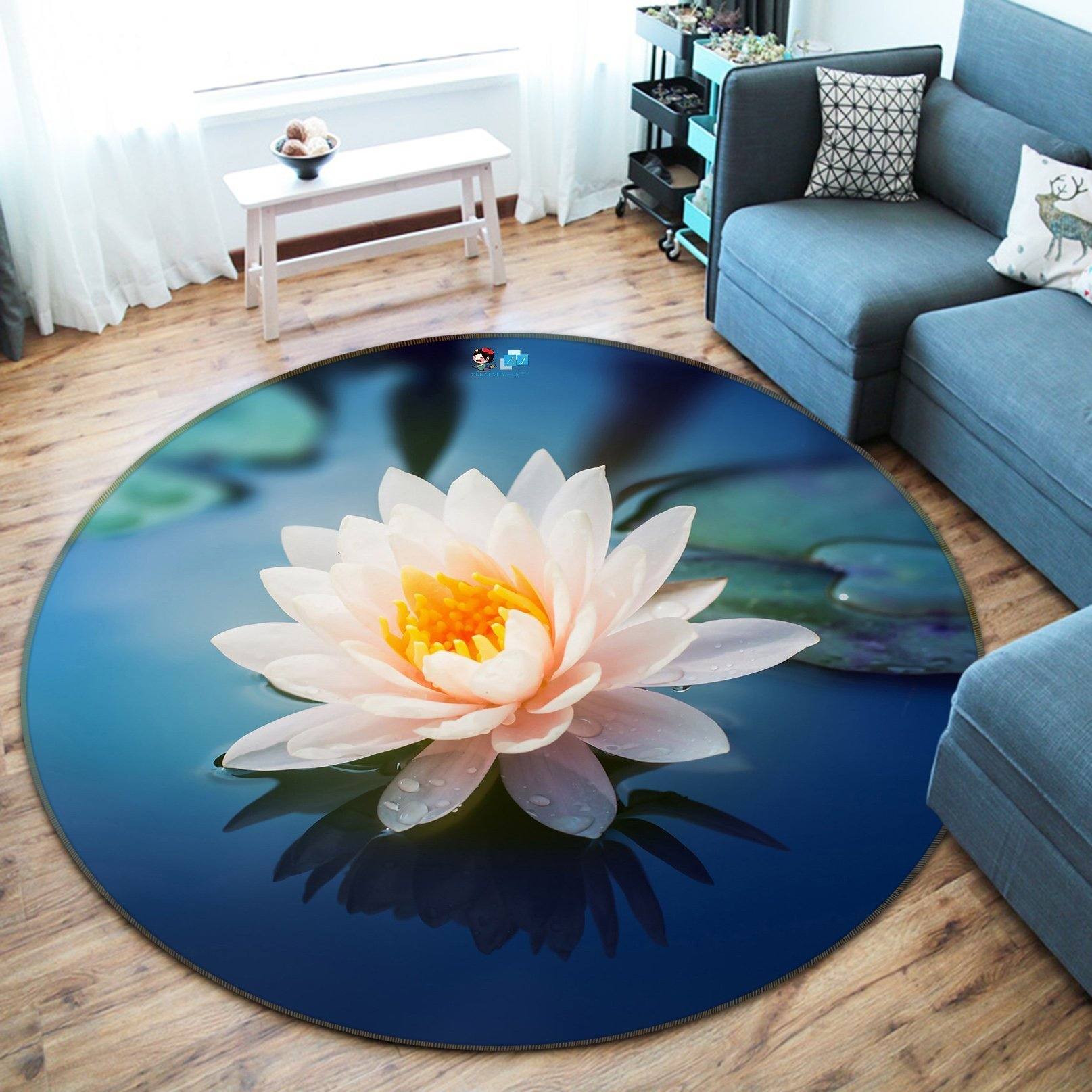 3D Lake Flower 66 Round Non Slip Rug Mat Mat AJ Creativity Home