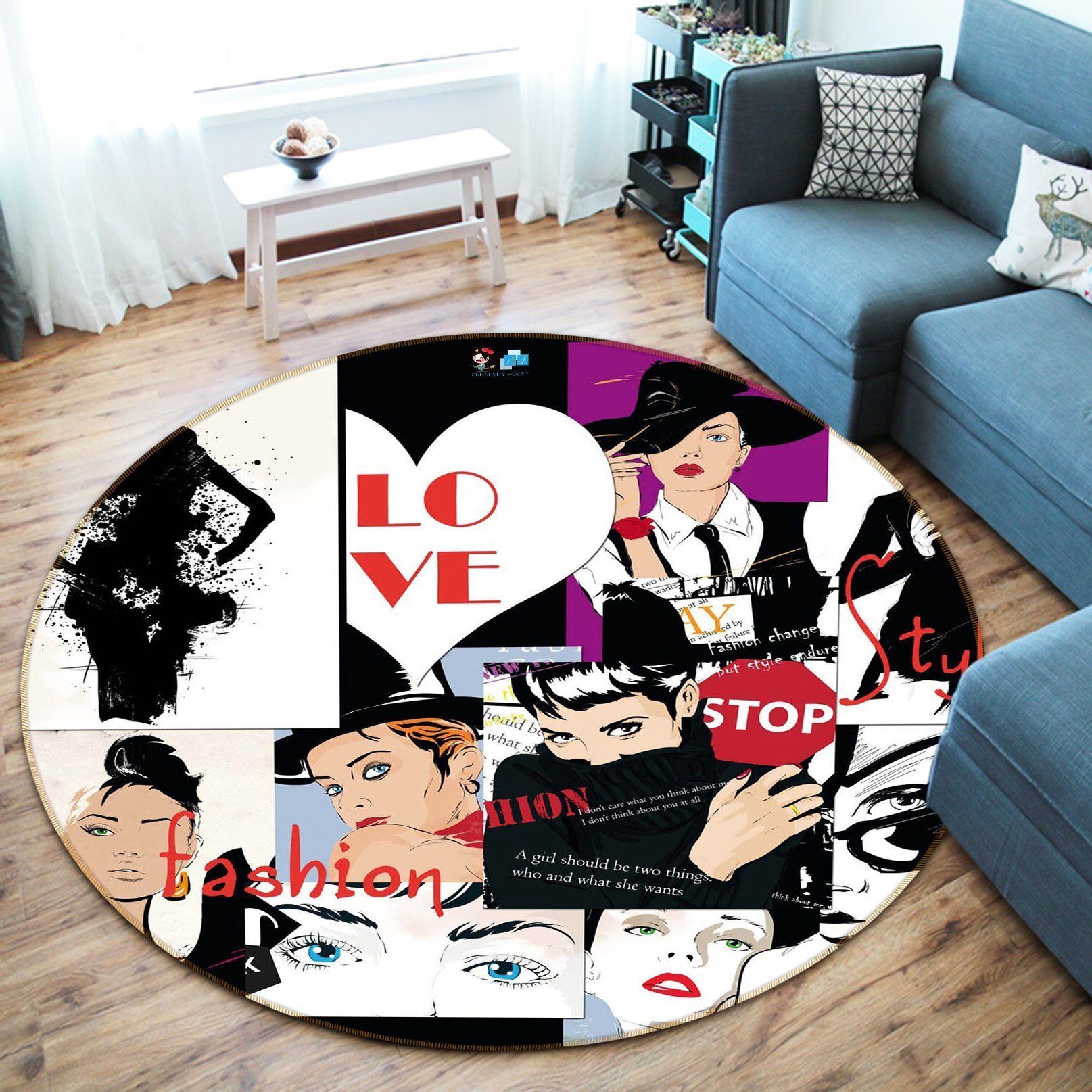 3D Fashion Girls 63 Round Non Slip Rug Mat Mat AJ Creativity Home