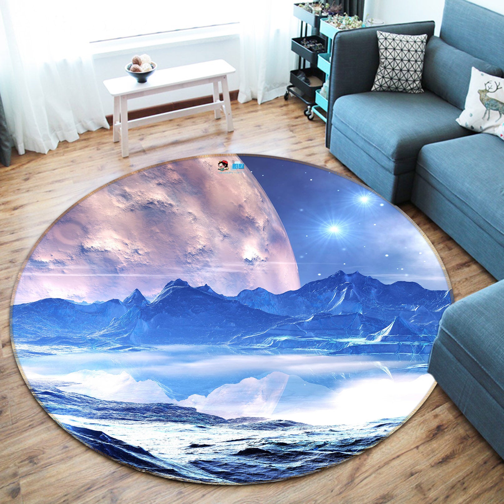 3D Moon 66165 Round Non Slip Rug Mat