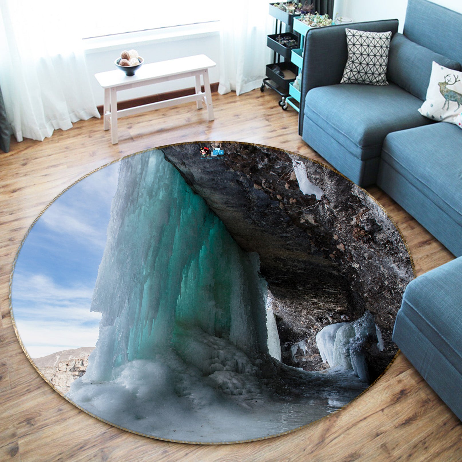 3D Glacier 69139 Round Non Slip Rug Mat