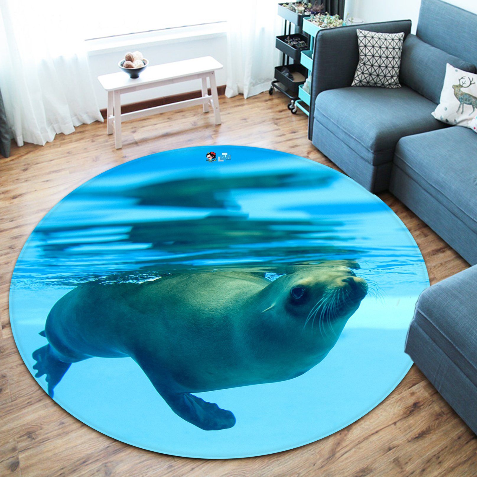 3D Seals 2378 Round Non Slip Rug Mat Mat AJ Creativity Home