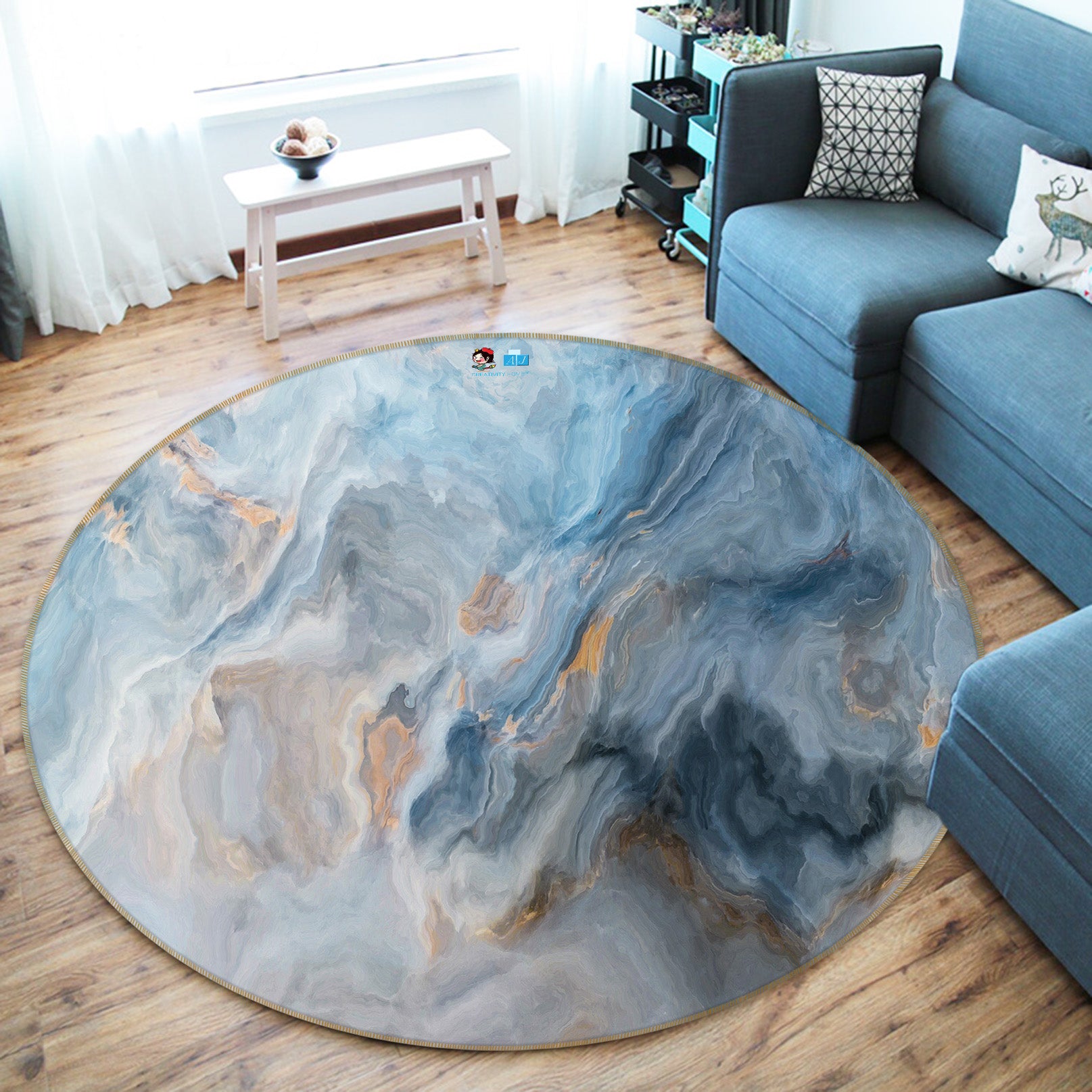 3D Grain 71140 Round Non Slip Rug Mat