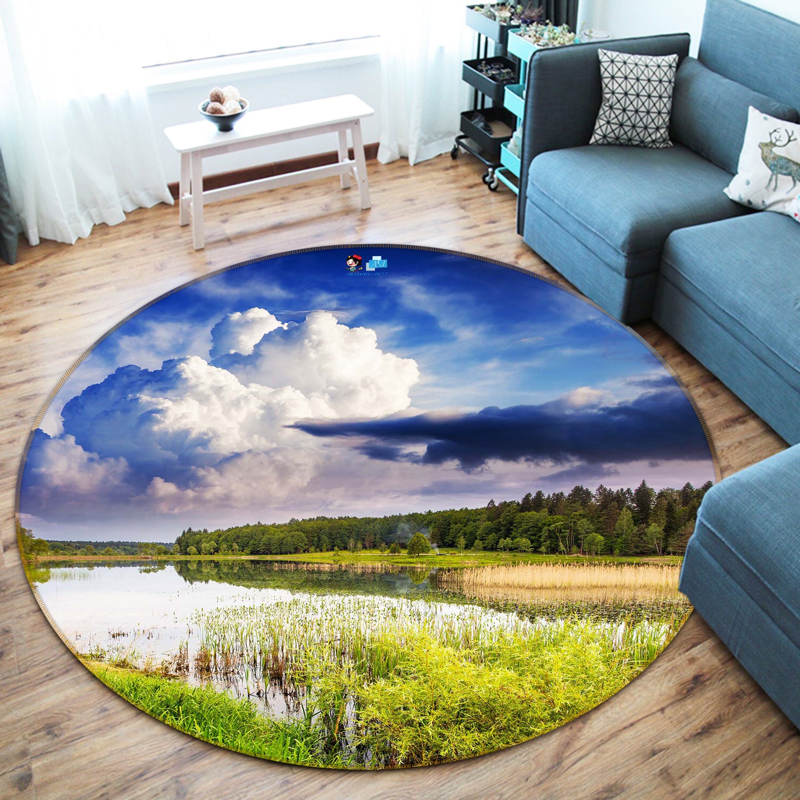 3D Grass 66202 Round Non Slip Rug Mat