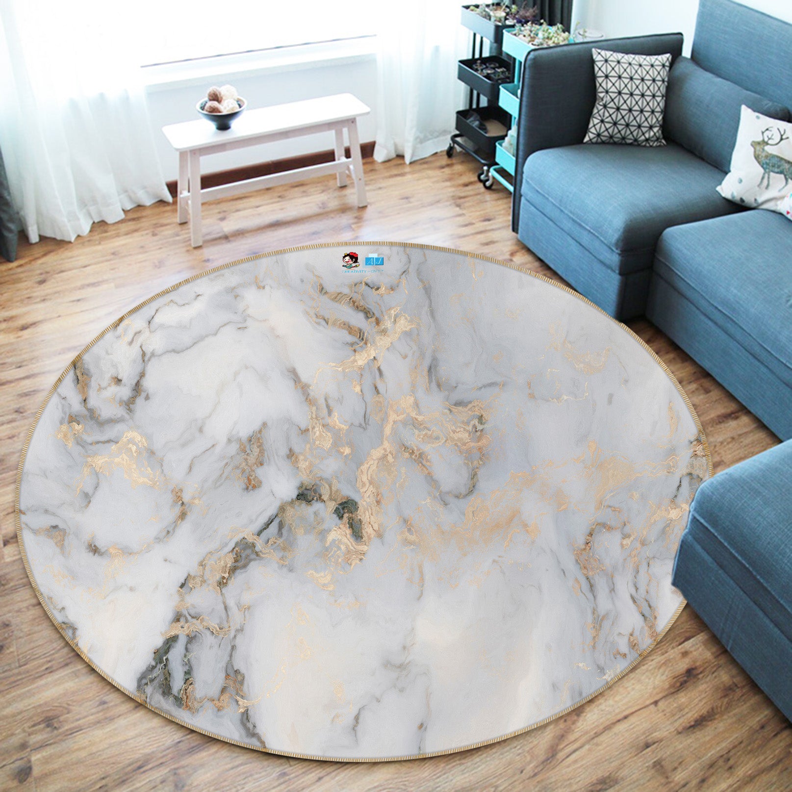 3D Marbling 71144 Round Non Slip Rug Mat