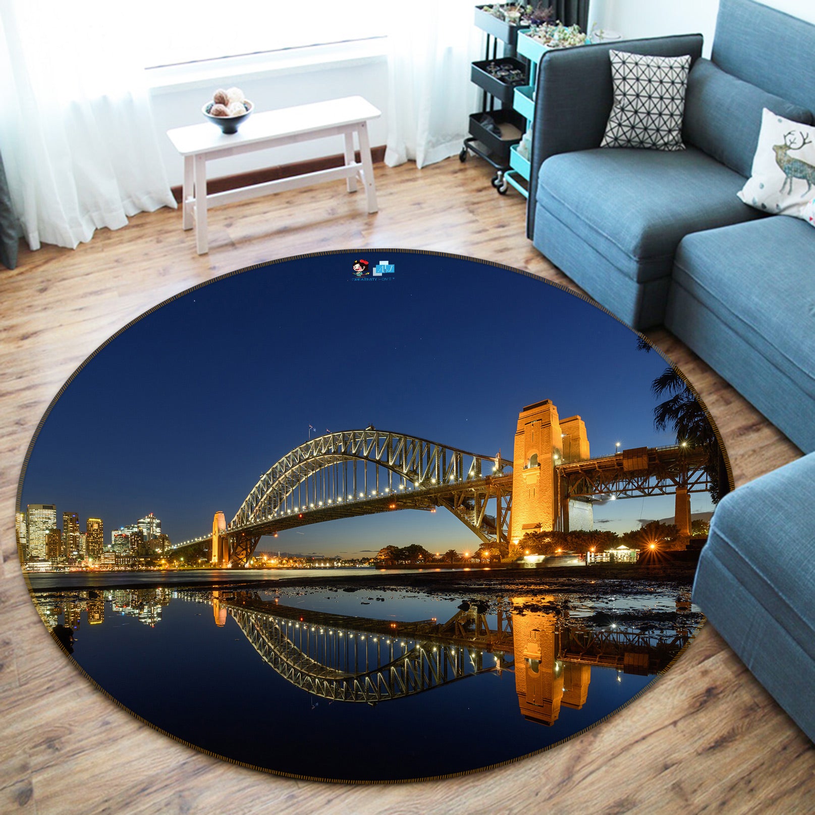 3D Bridge 72190 Round Non Slip Rug Mat