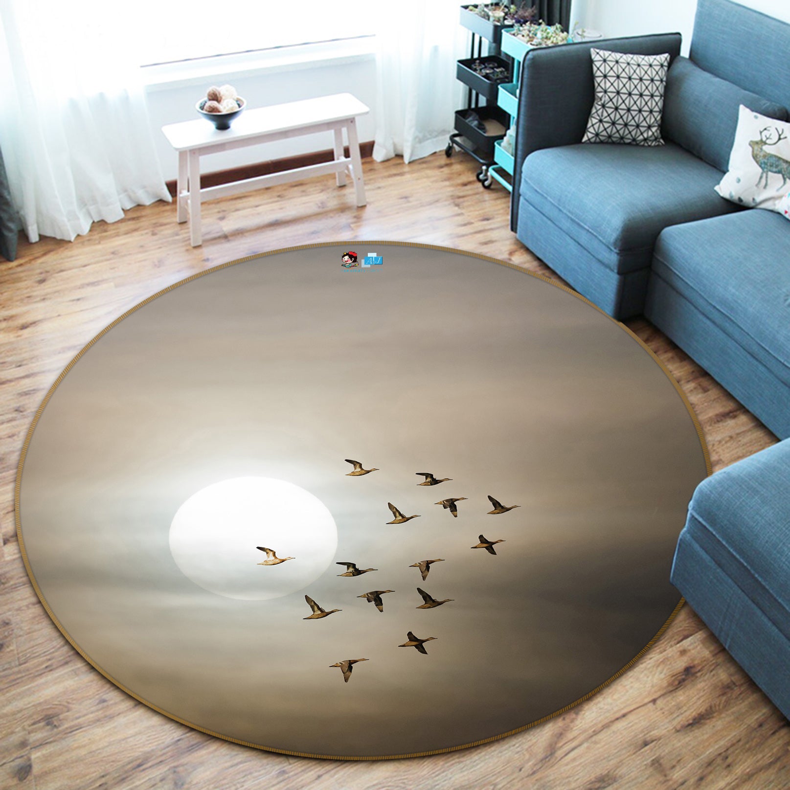 3D Wild Goose 64114 Round Non Slip Rug Mat