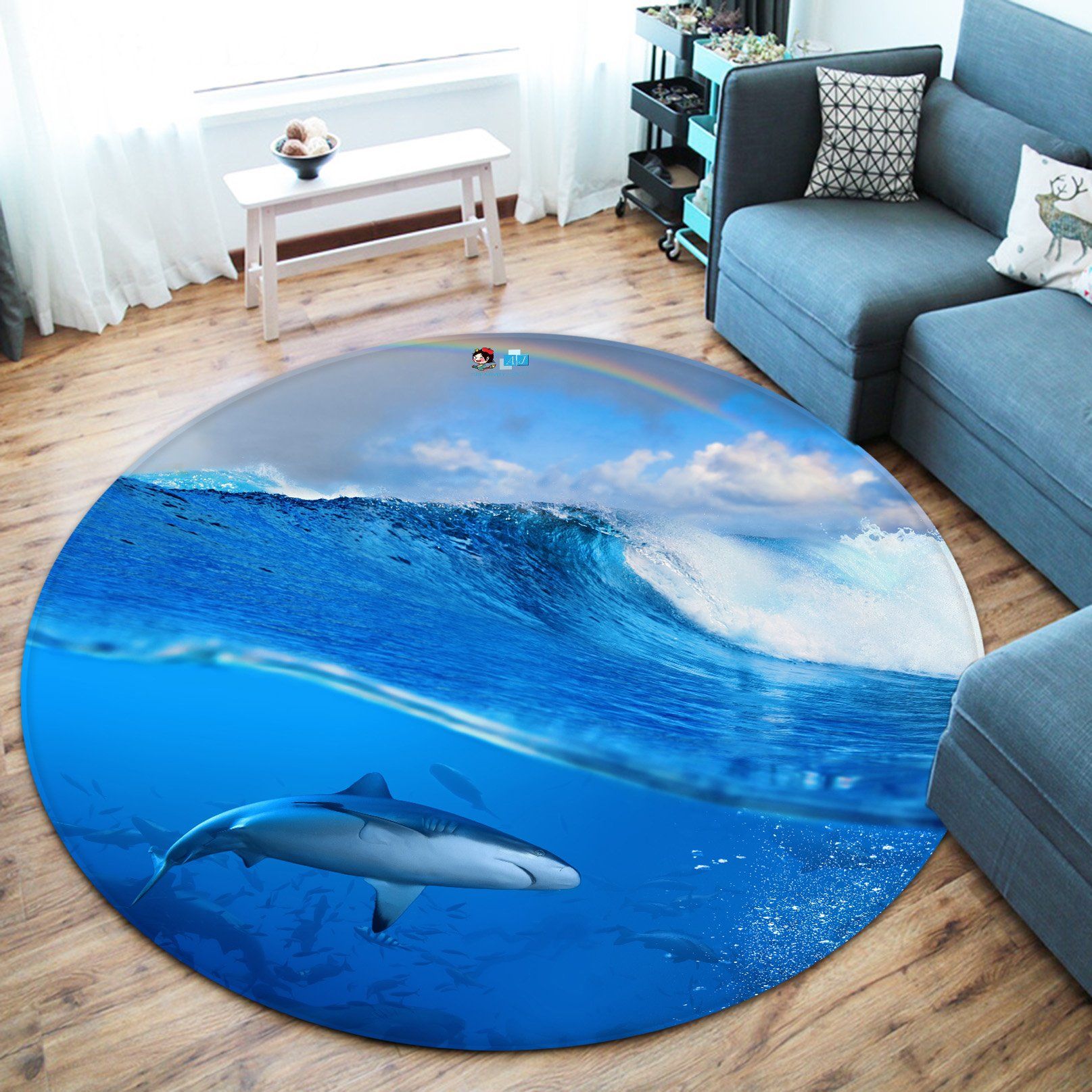3D Shark 2795 Round Non Slip Rug Mat Mat AJ Creativity Home
