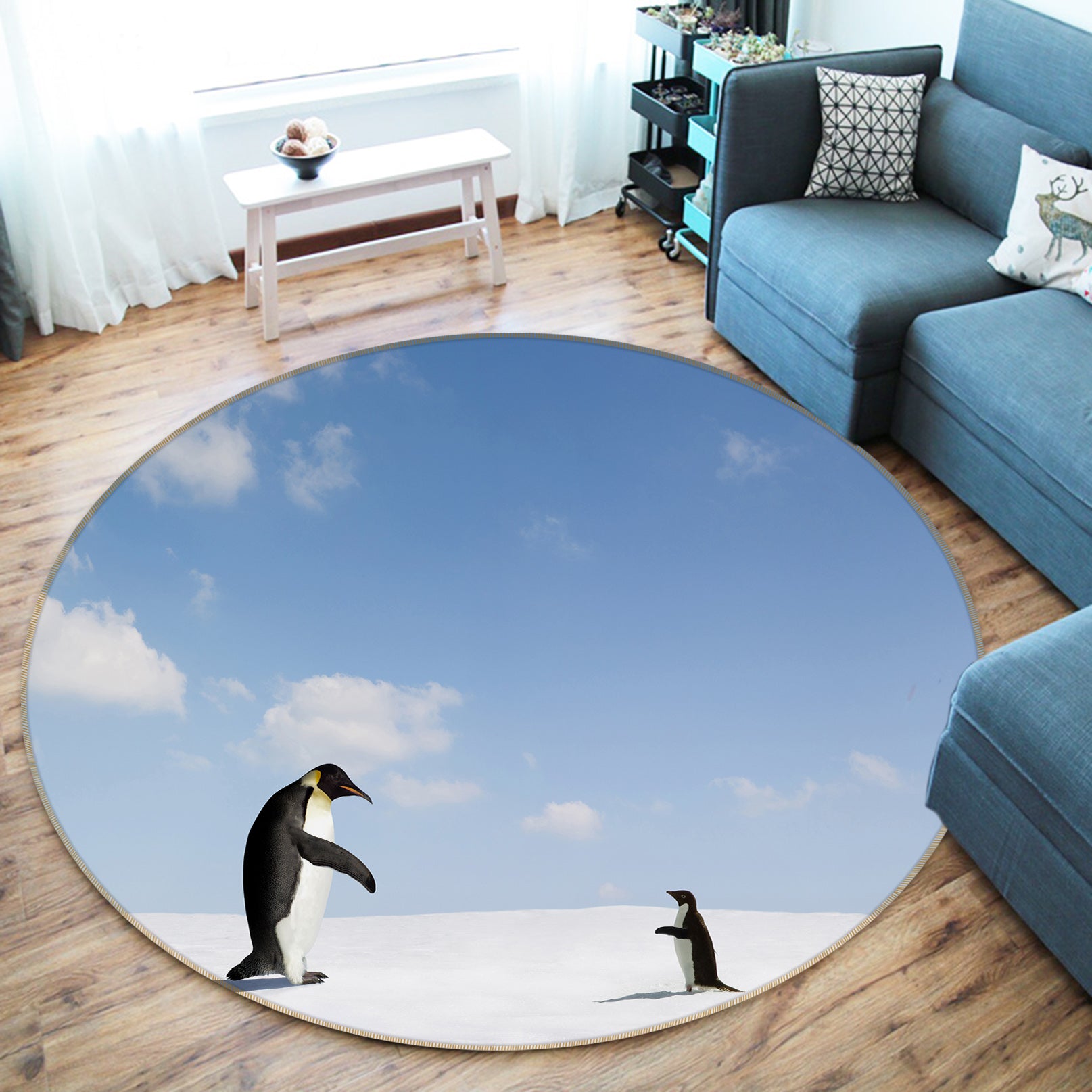 3D Penguin 37249 Animal Round Non Slip Rug Mat