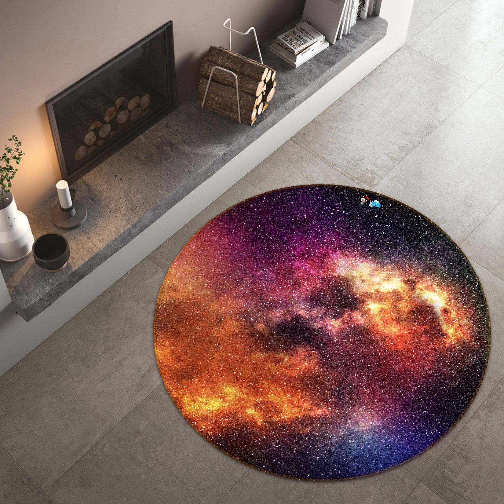 3D Color Starry Sky 81037 Round Non Slip Rug Mat