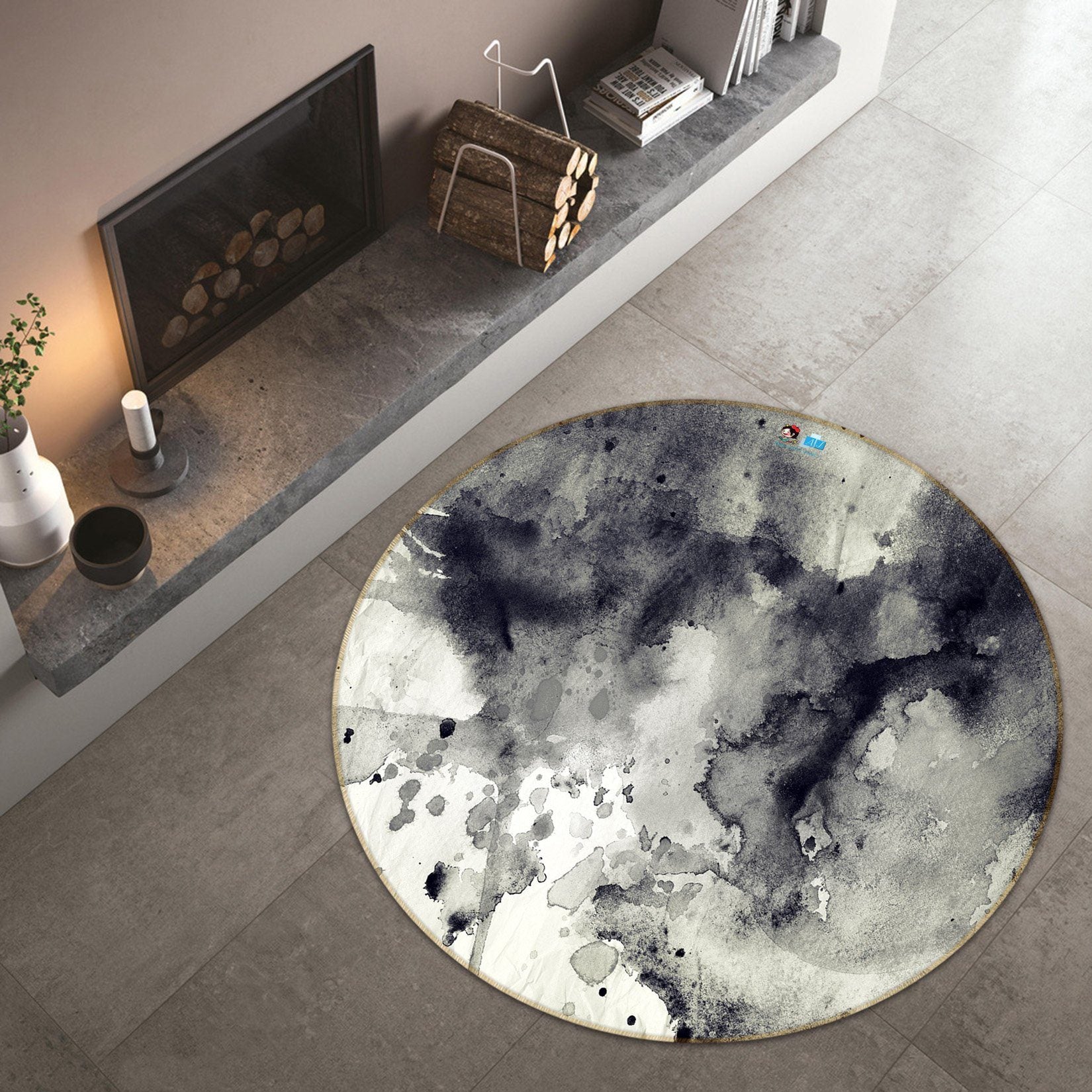 3D Ink And Wash 568 Round Non Slip Rug Mat Mat AJ Creativity Home