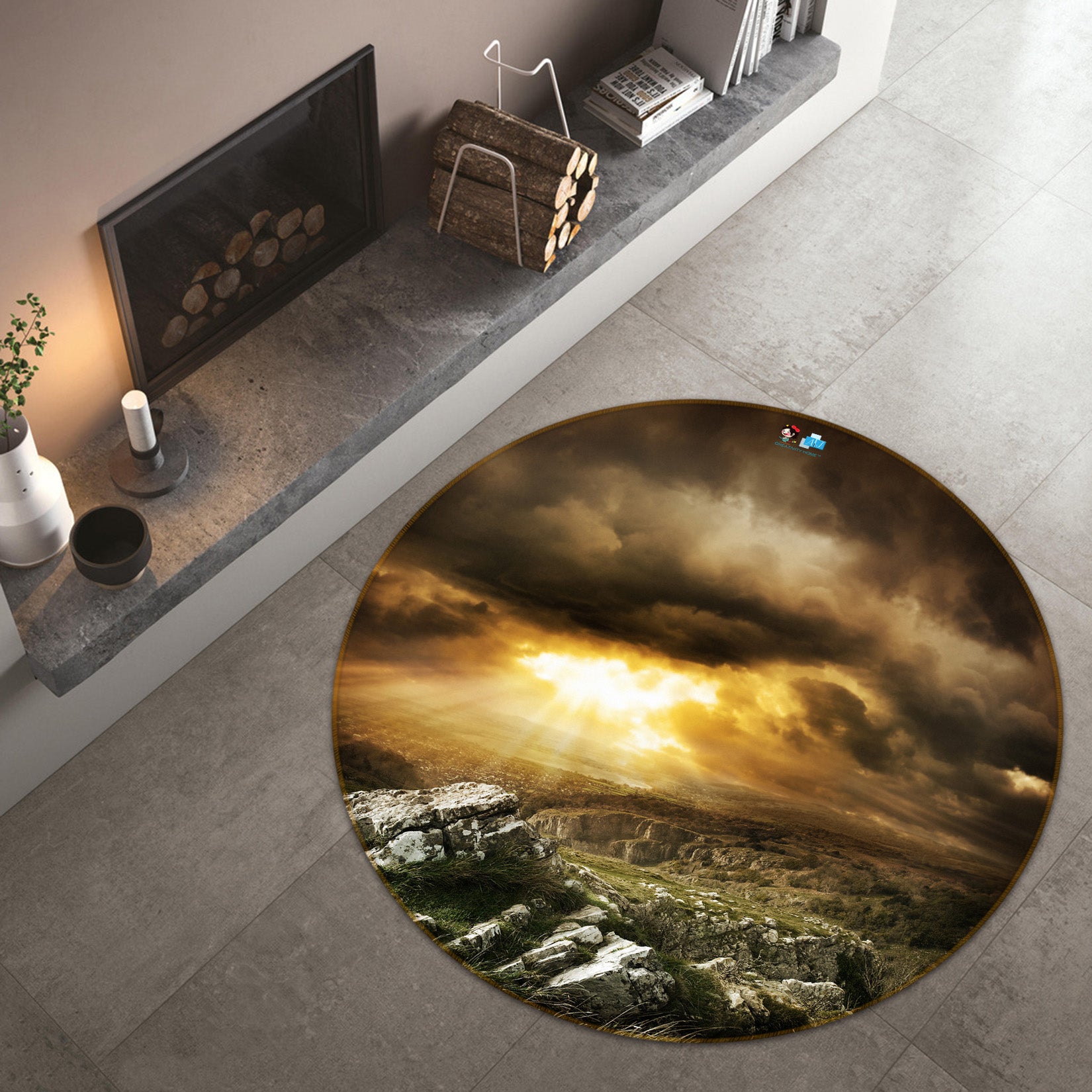 3D Mountain 72068 Round Non Slip Rug Mat