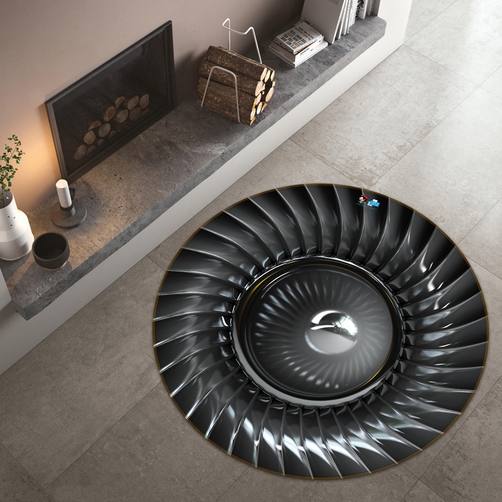 3D Spiral Staircase 74139 Round Non Slip Rug Mat